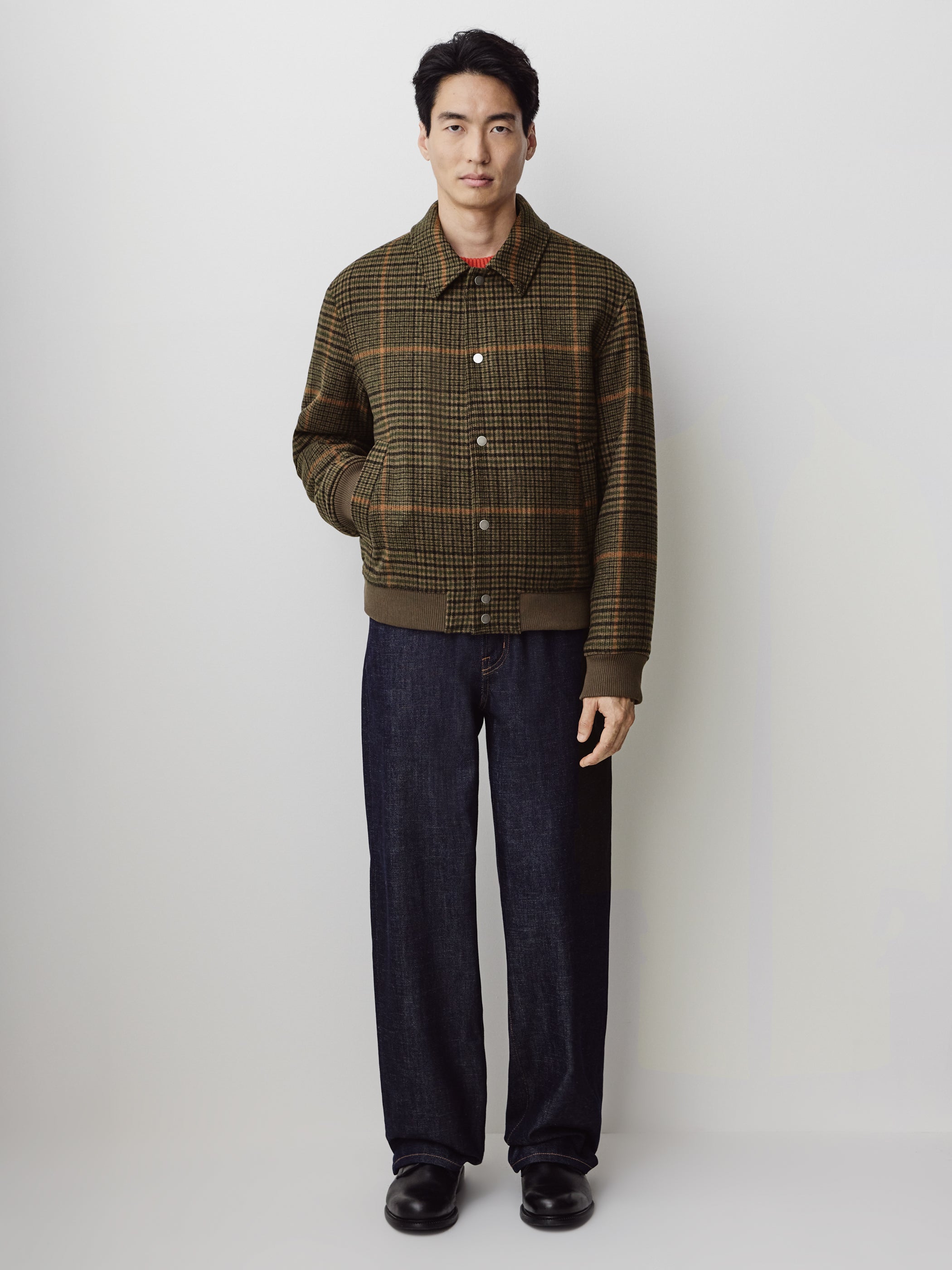 Plaid Wool-Blend Jacket