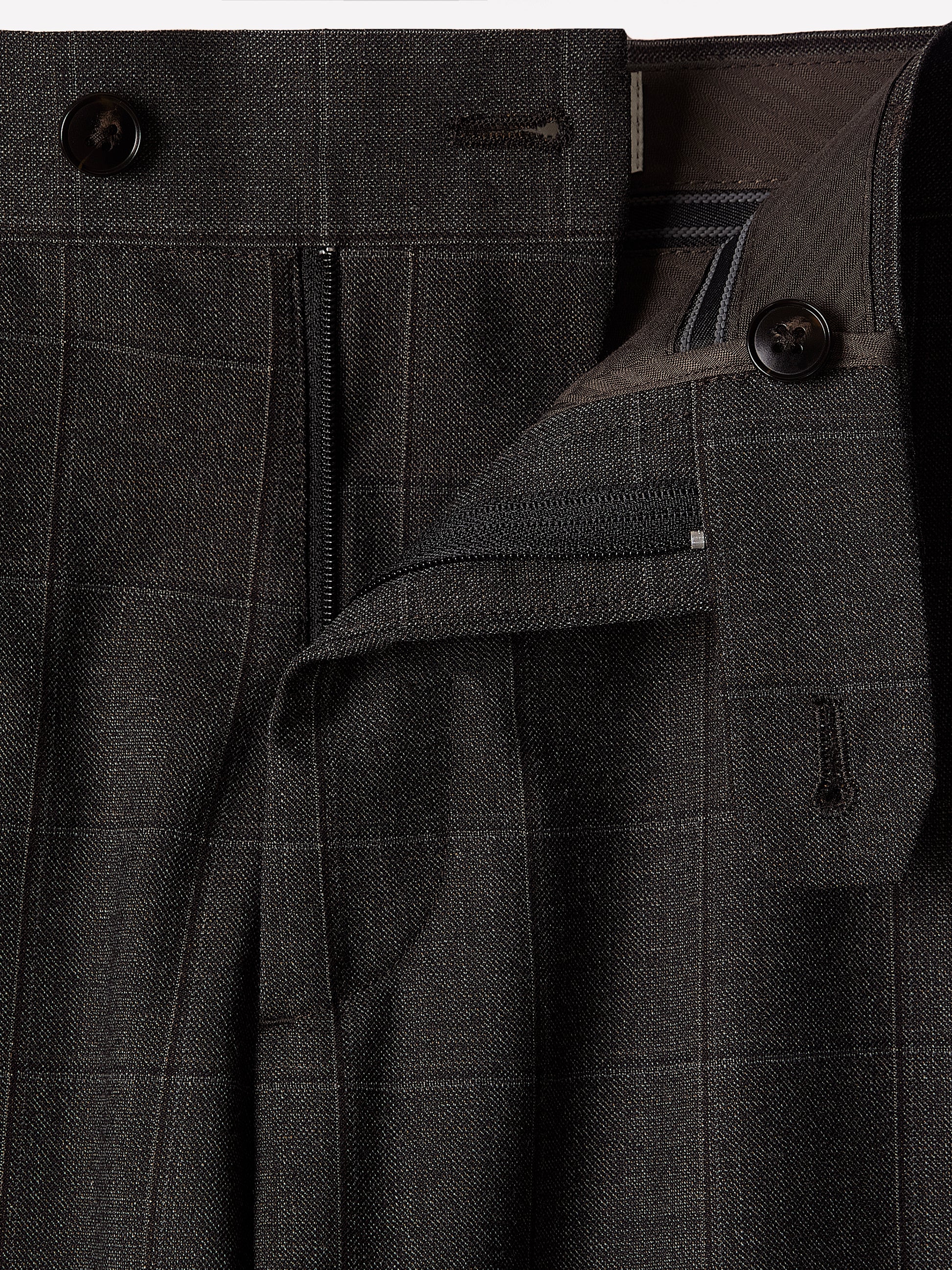 Slim Fit Wool Blend Charcoal Check Blazer