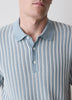 Striped Short-Sleeve Polo Sweater