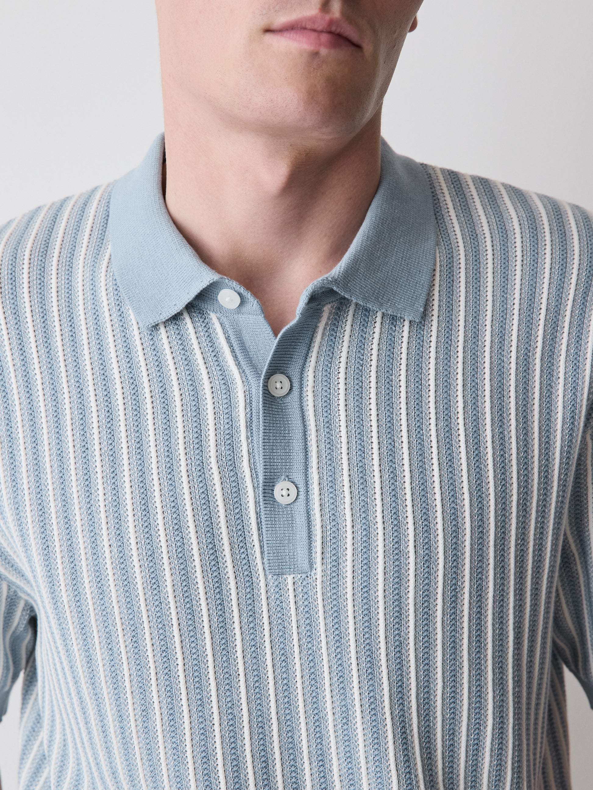 Striped Short-Sleeve Polo Sweater