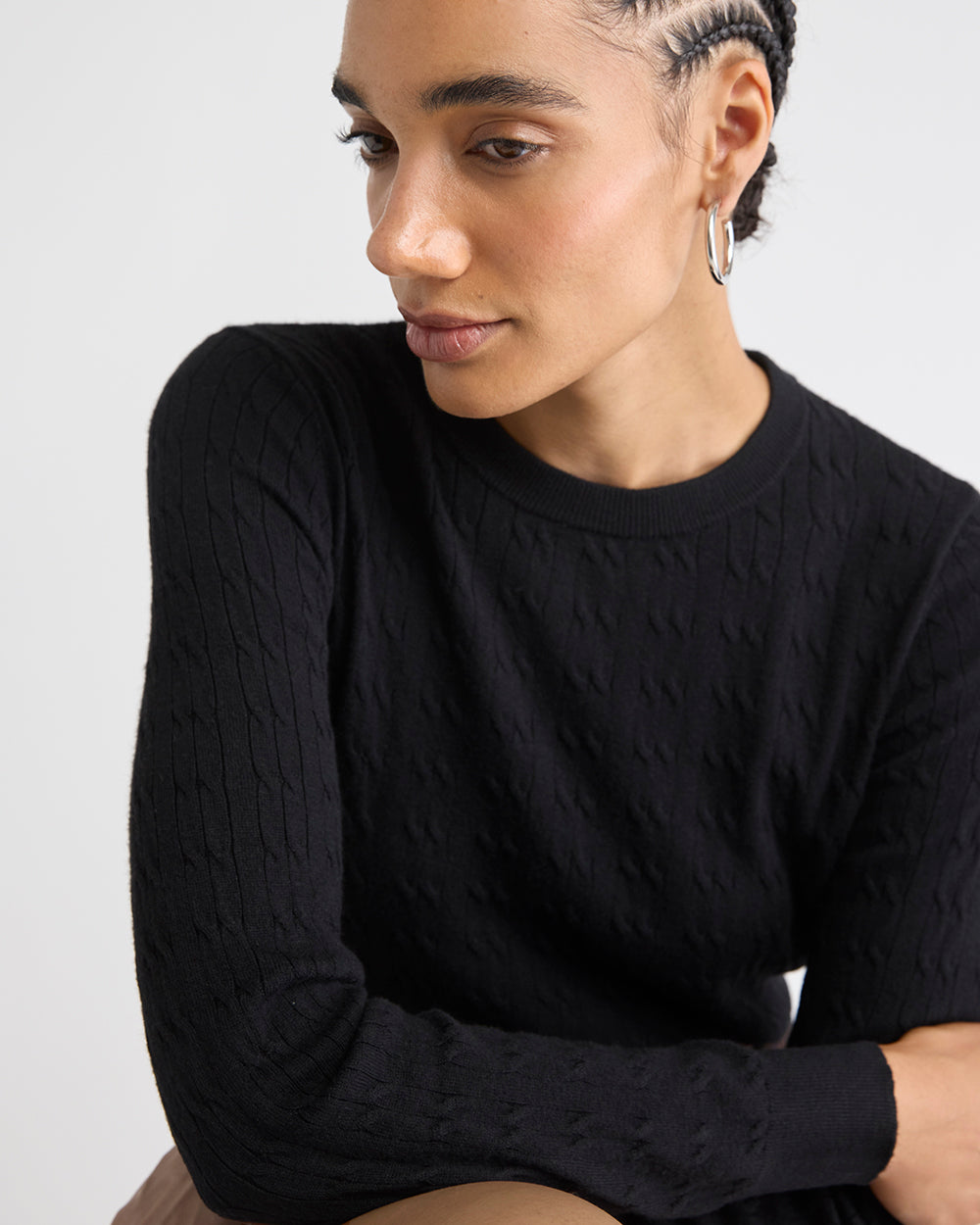 Long-Sleeve Sweater with Removable Shirt Collar