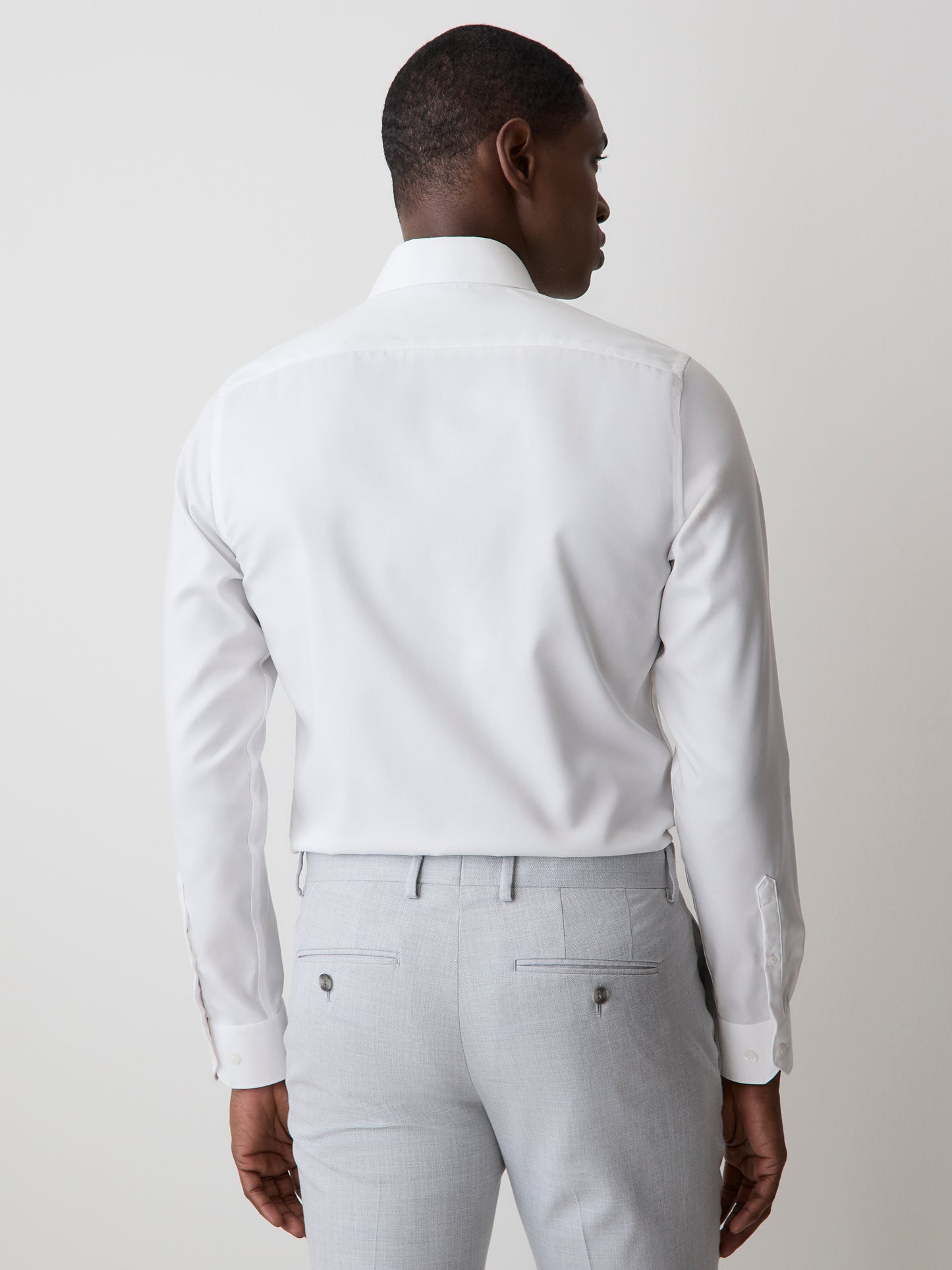 Slim Fit White Twill Dress Shirt