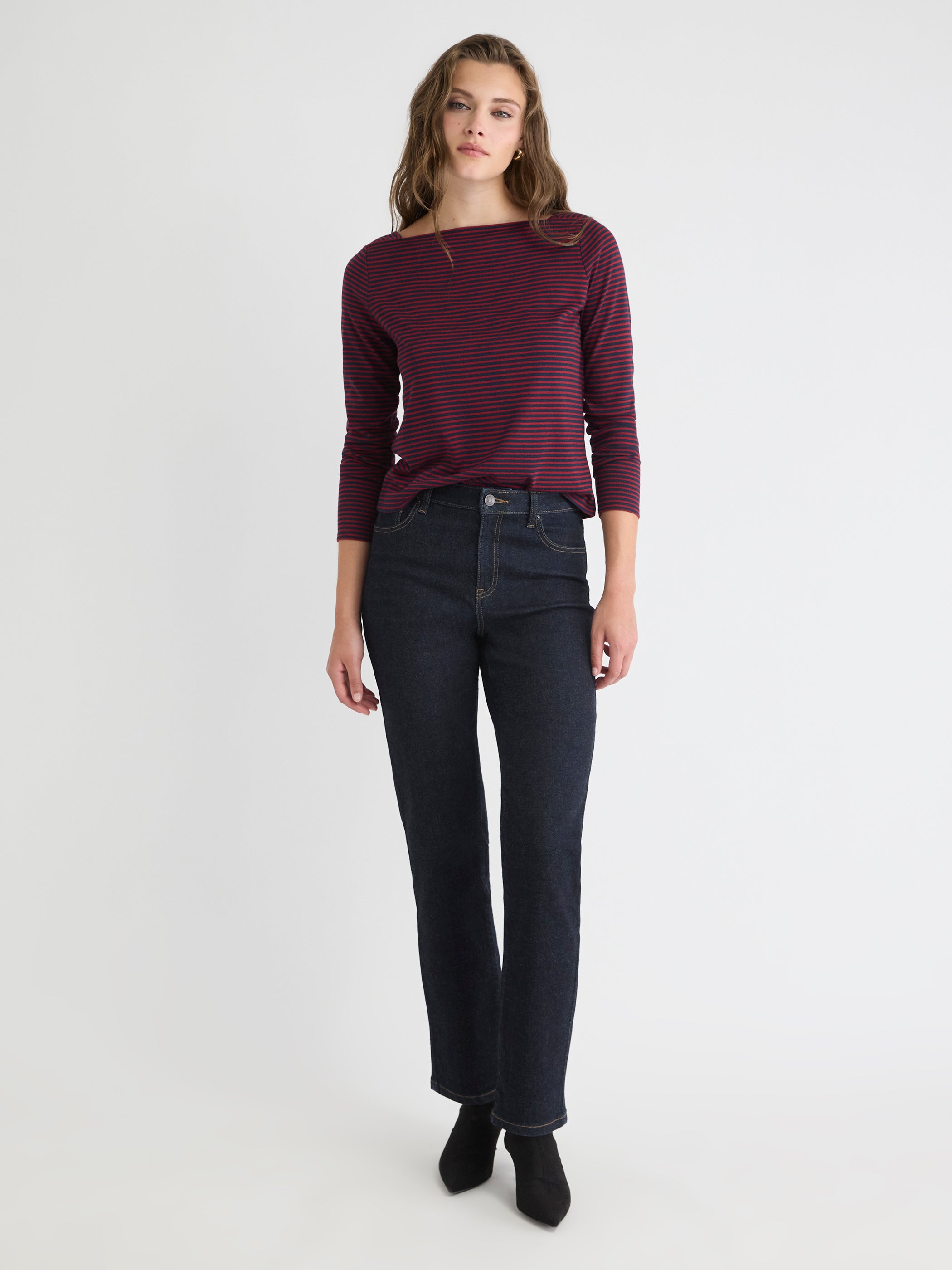 Haut Rayé à Manches Longues et Col Bateau