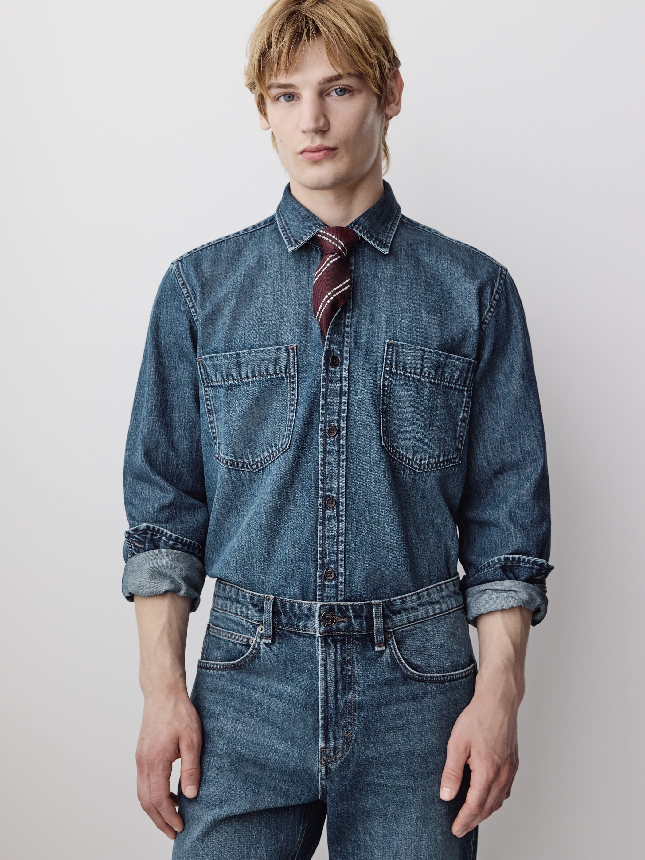 Tailored Cotton Denim Shirt Long Sleeve