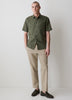 Mens Woven Linen Blend Shirt Regular Fit Short Sleeve