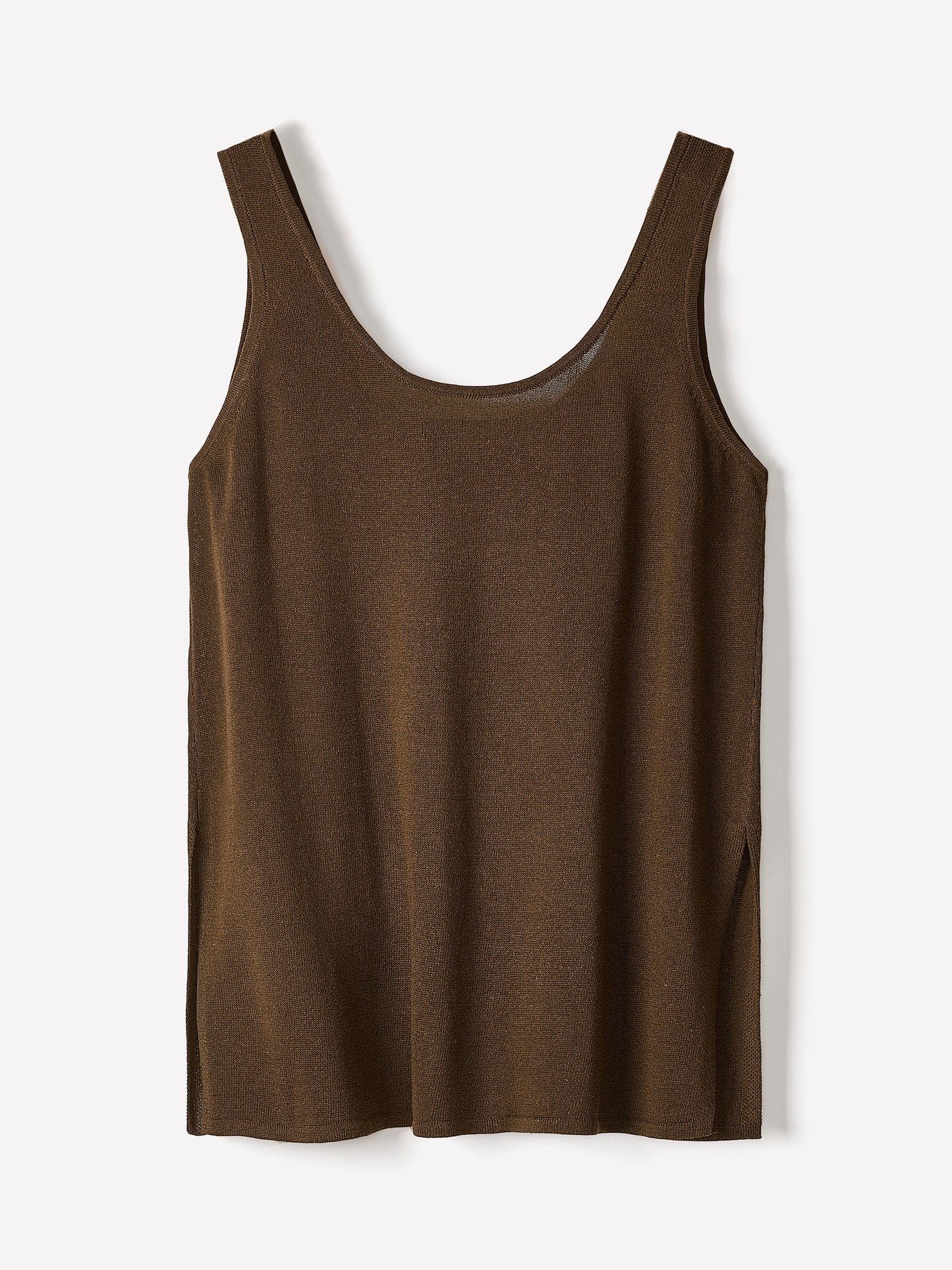 Linen-Blend U-Neck Loose Tank