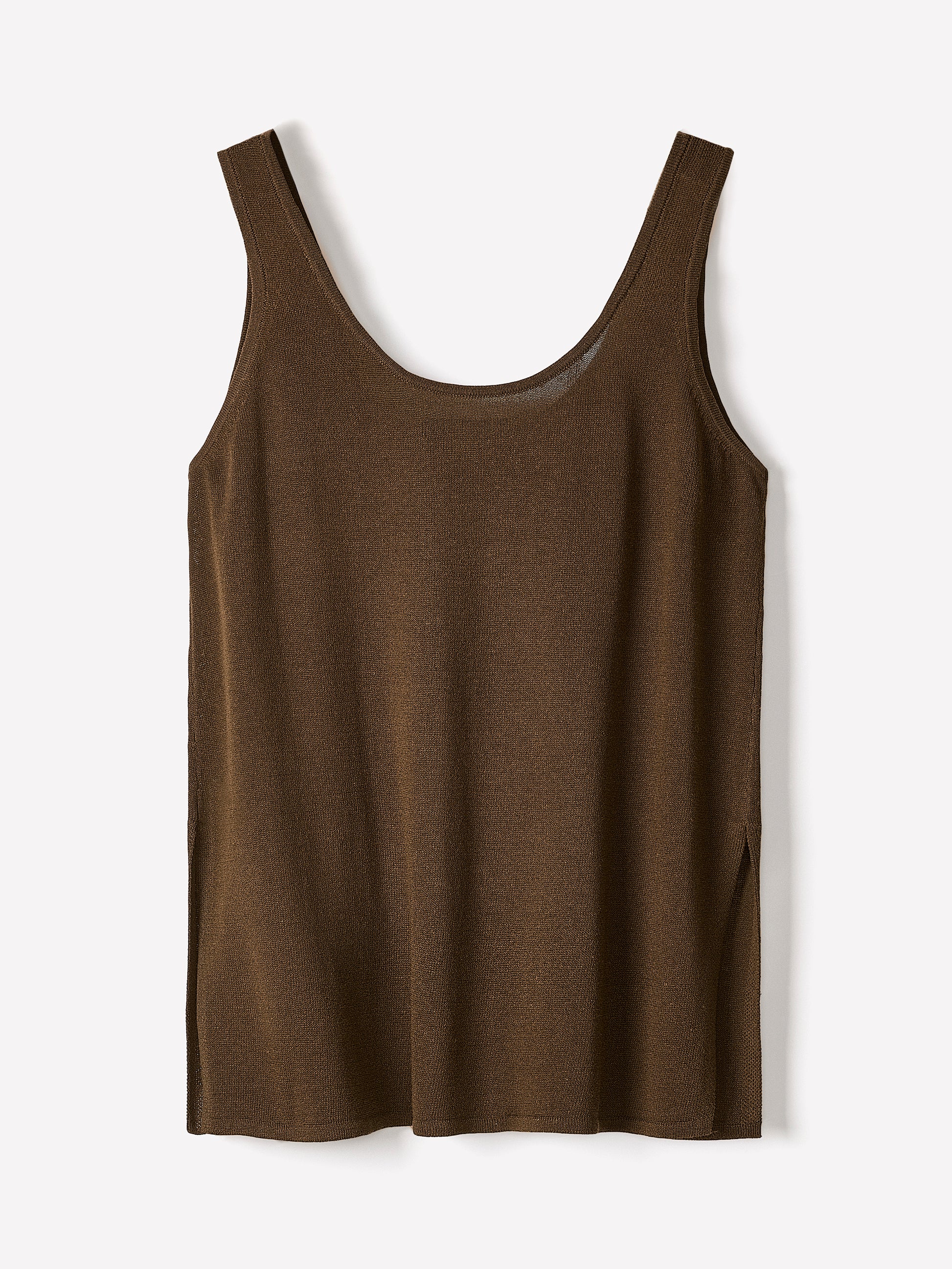 Linen-Blend U-Neck Loose Tank