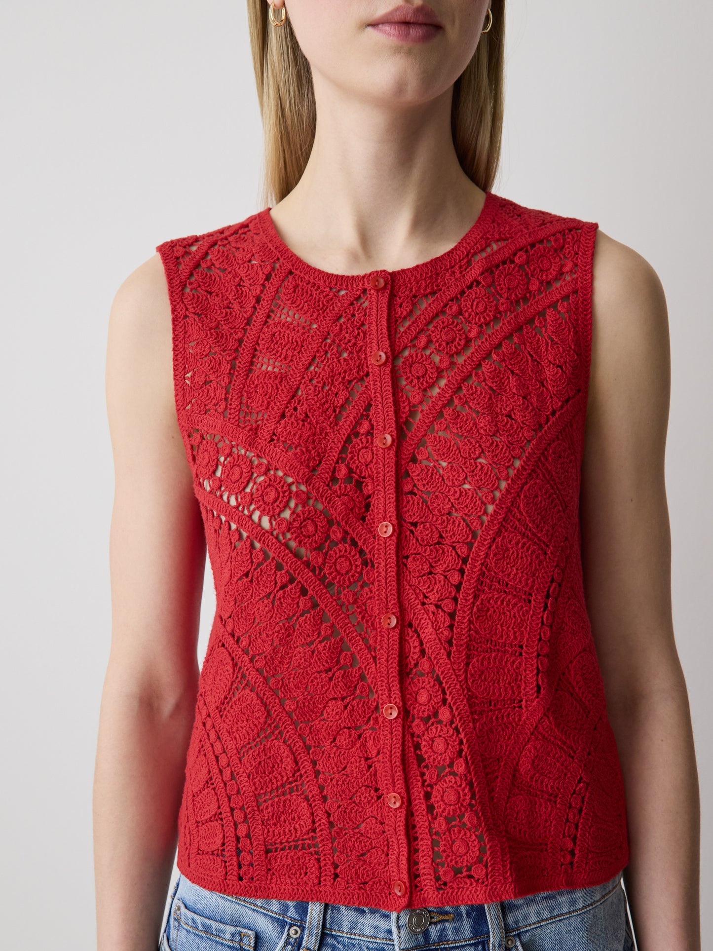 Buttoned-Down Crochet Tank Top
