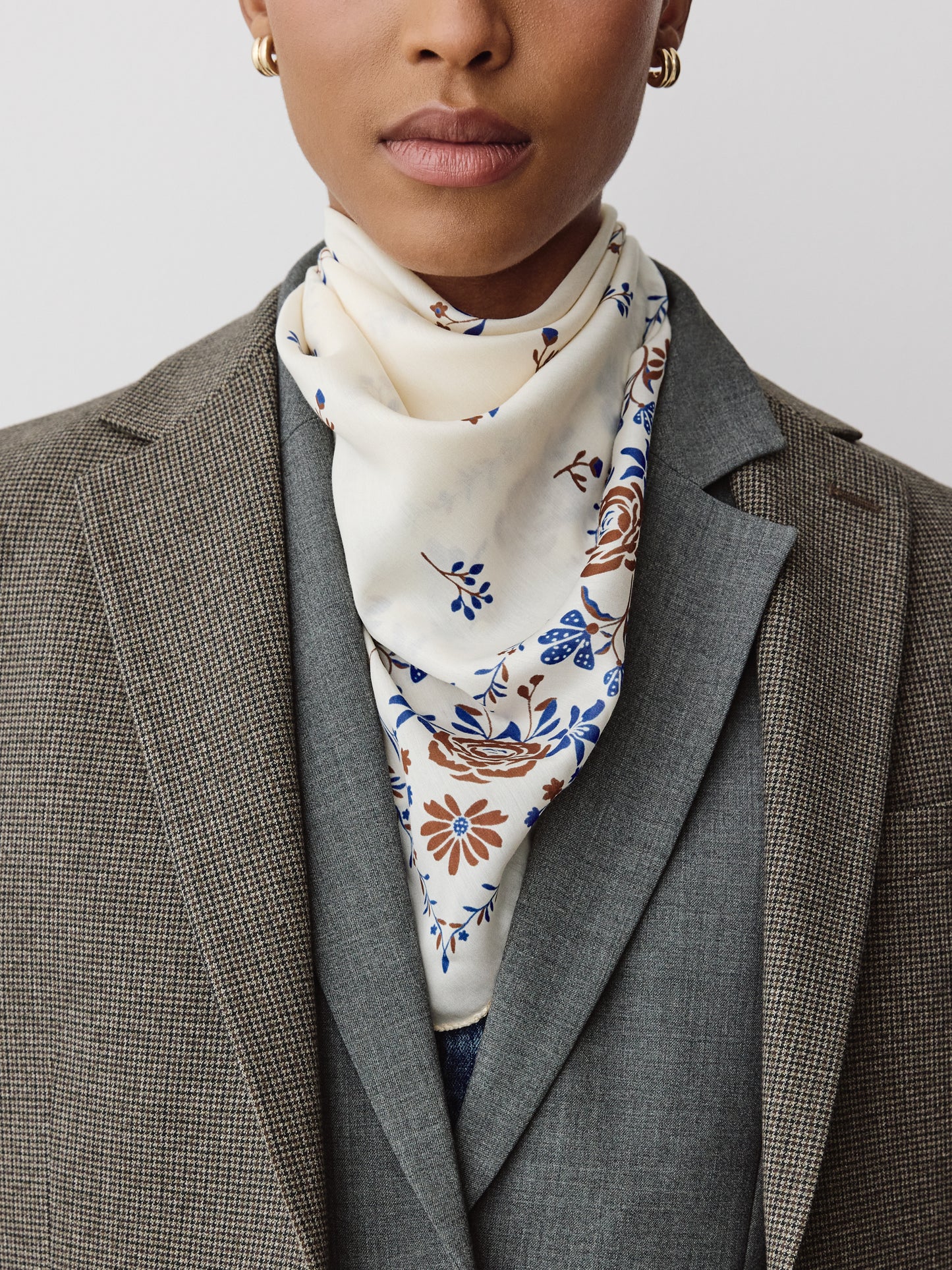 Square Silk Blend Floral Scarf 27"x27"