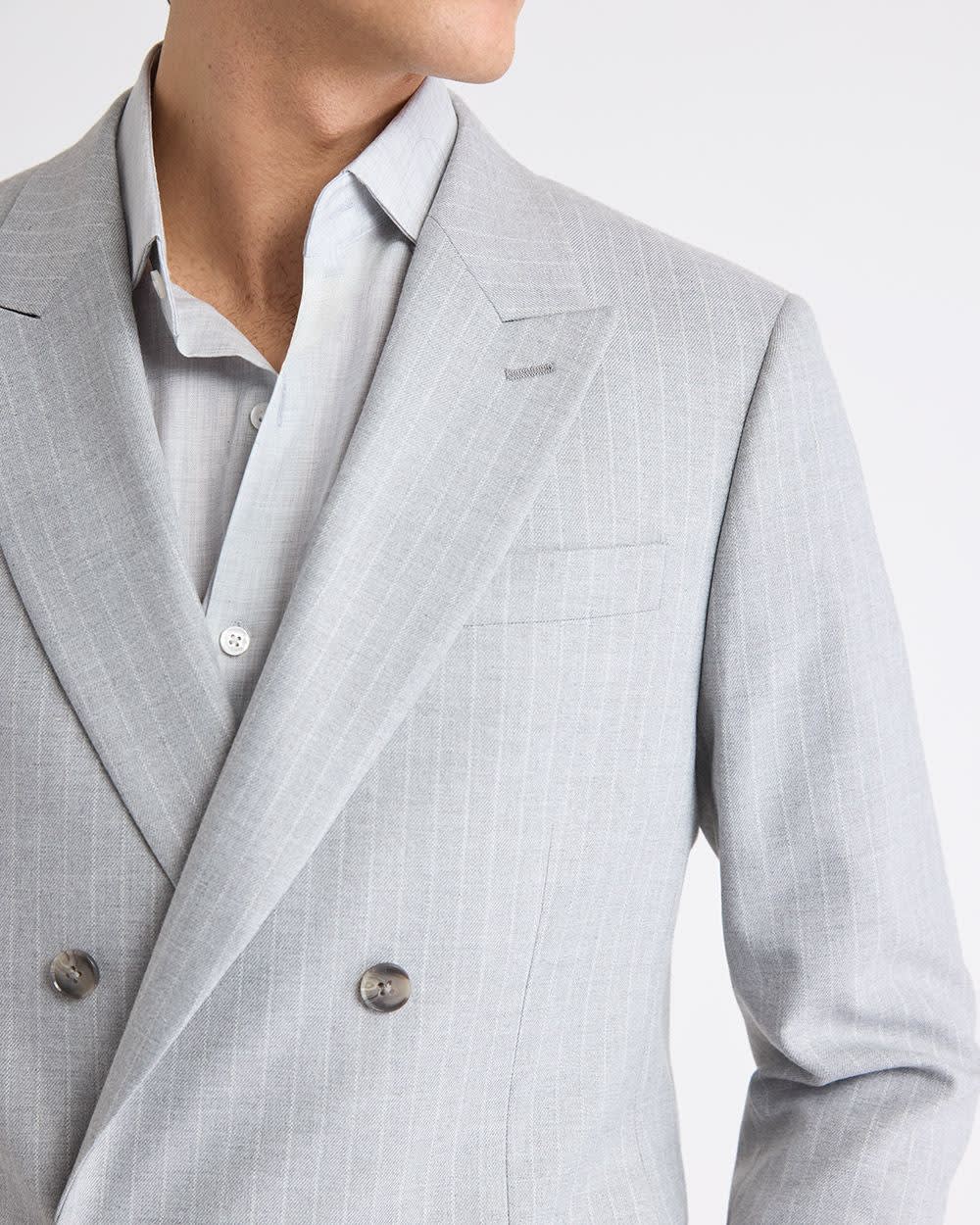 Tailored Fit Double-Breasted Striped Suit Blazer