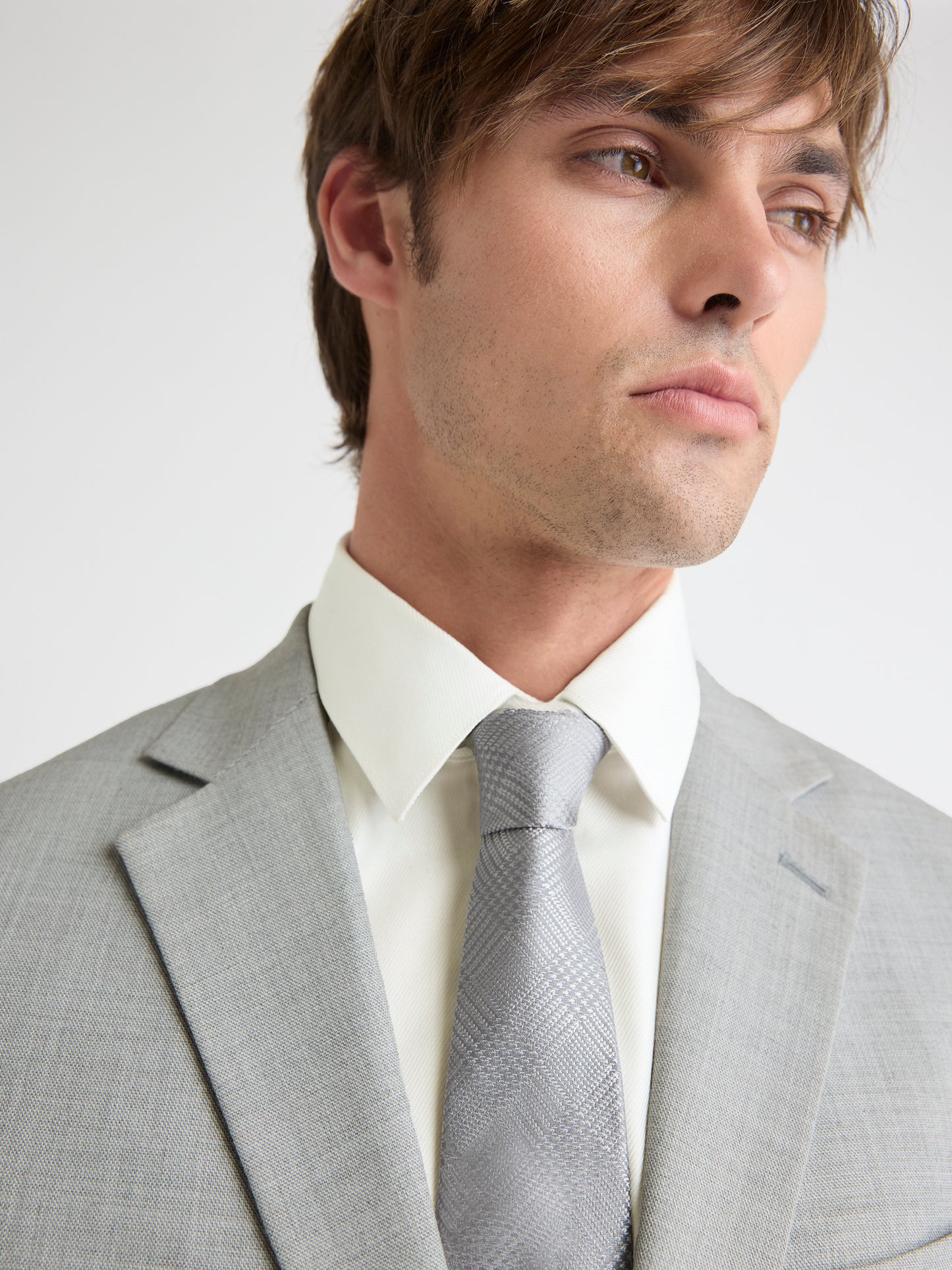 Cravate Régulière Argentée à Motif Texturé