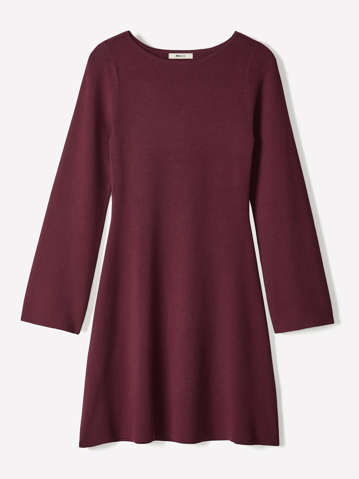 Knit Boat Neck A-Line Mini Dress