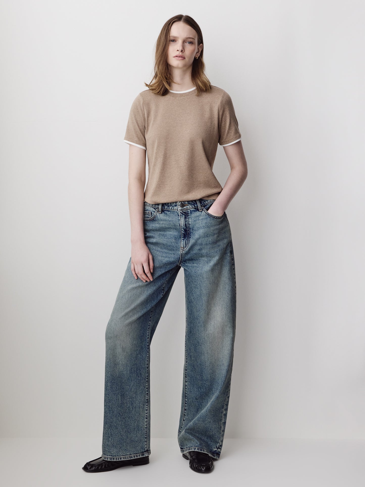 Short-Sleeve Crew-Neck Ribbed Basic Tee