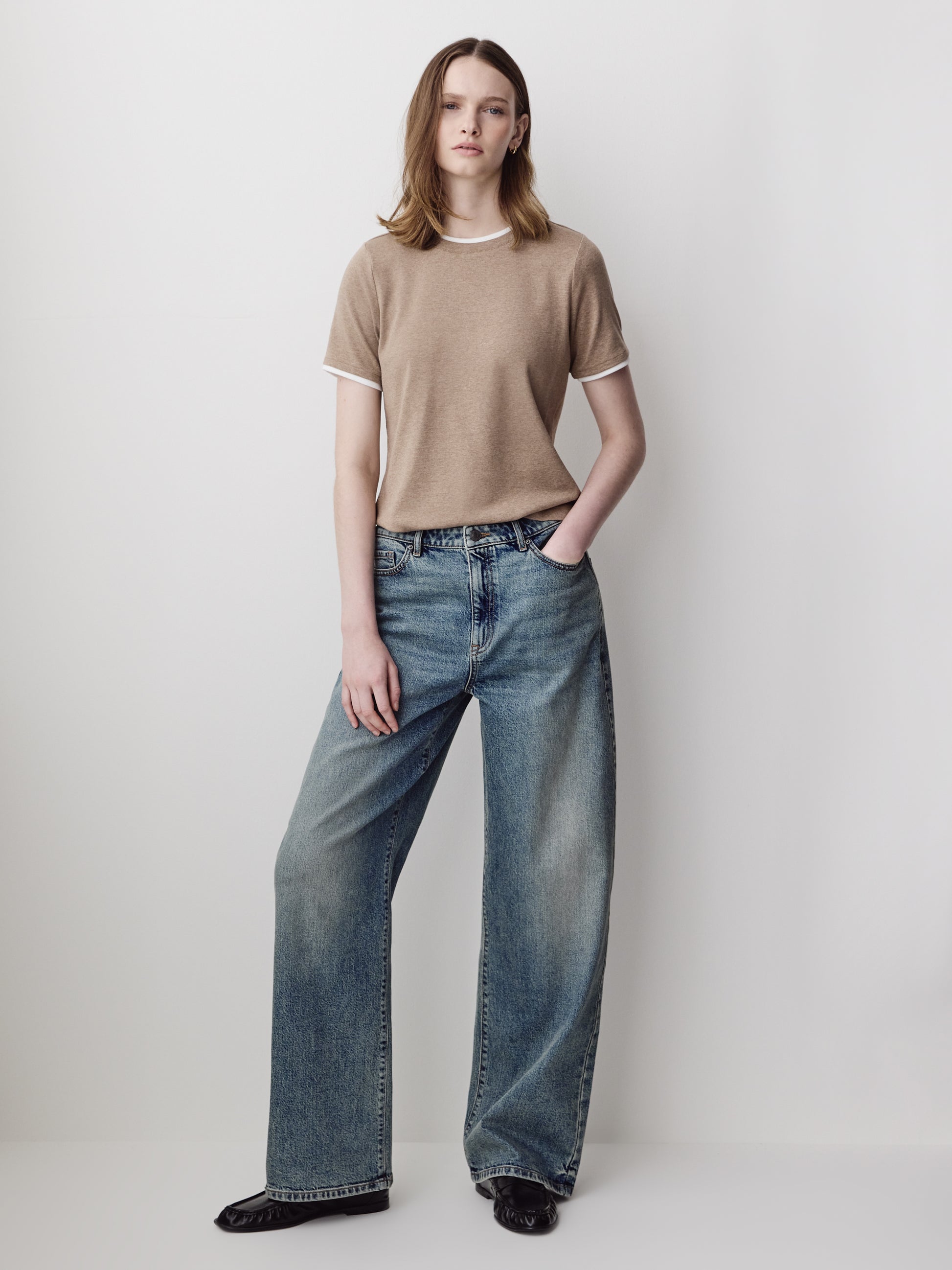 Short-Sleeve Crew-Neck Ribbed Basic Tee