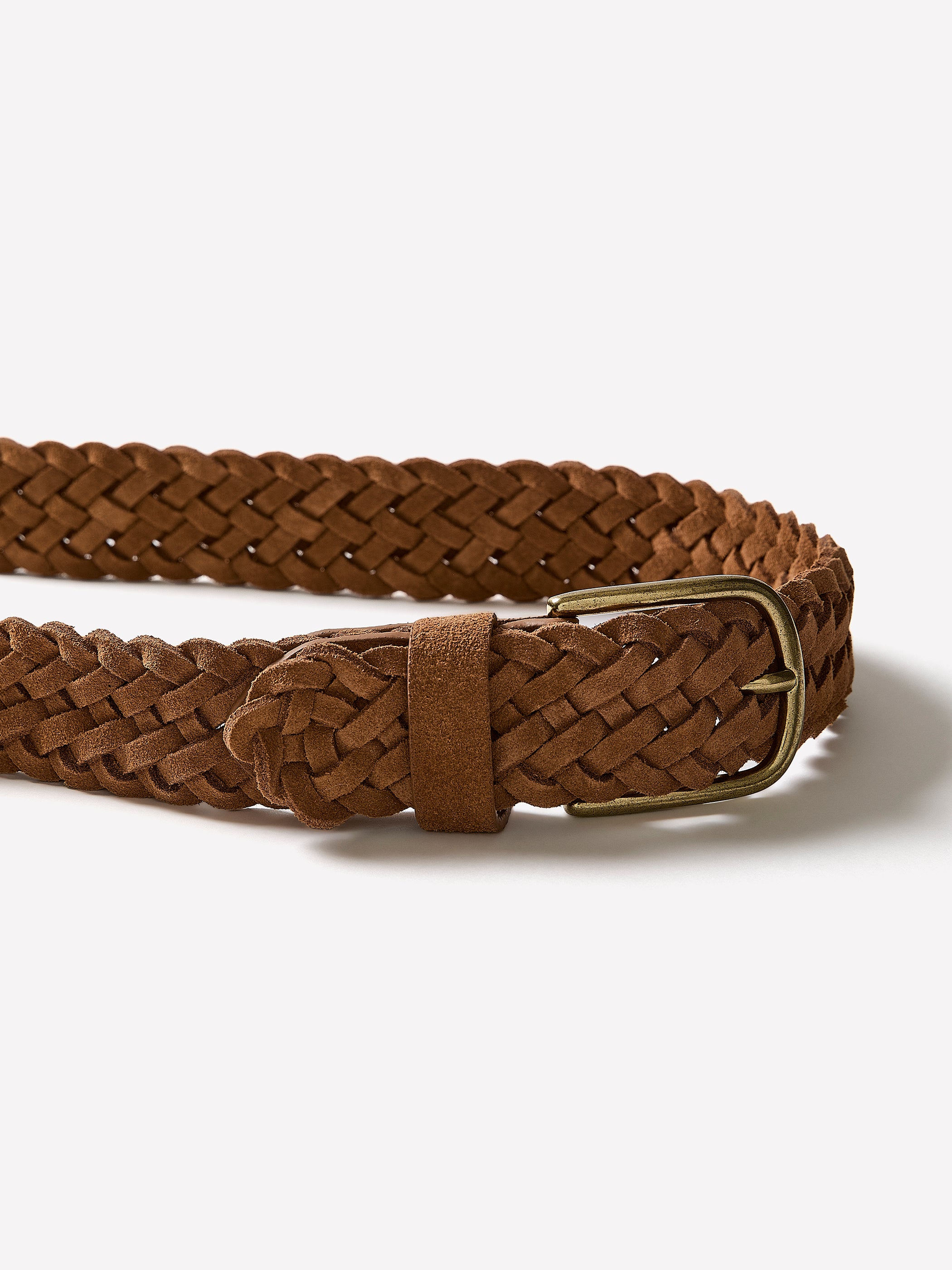 Men's Braided Genuine Suede Belt, 35mm Width