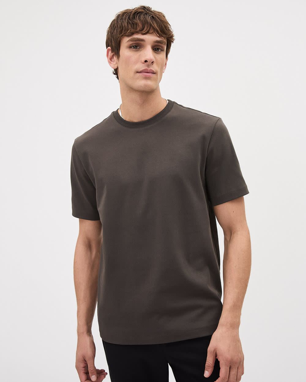 Refined Solid Interlock Cotton Crew-Neck Tee