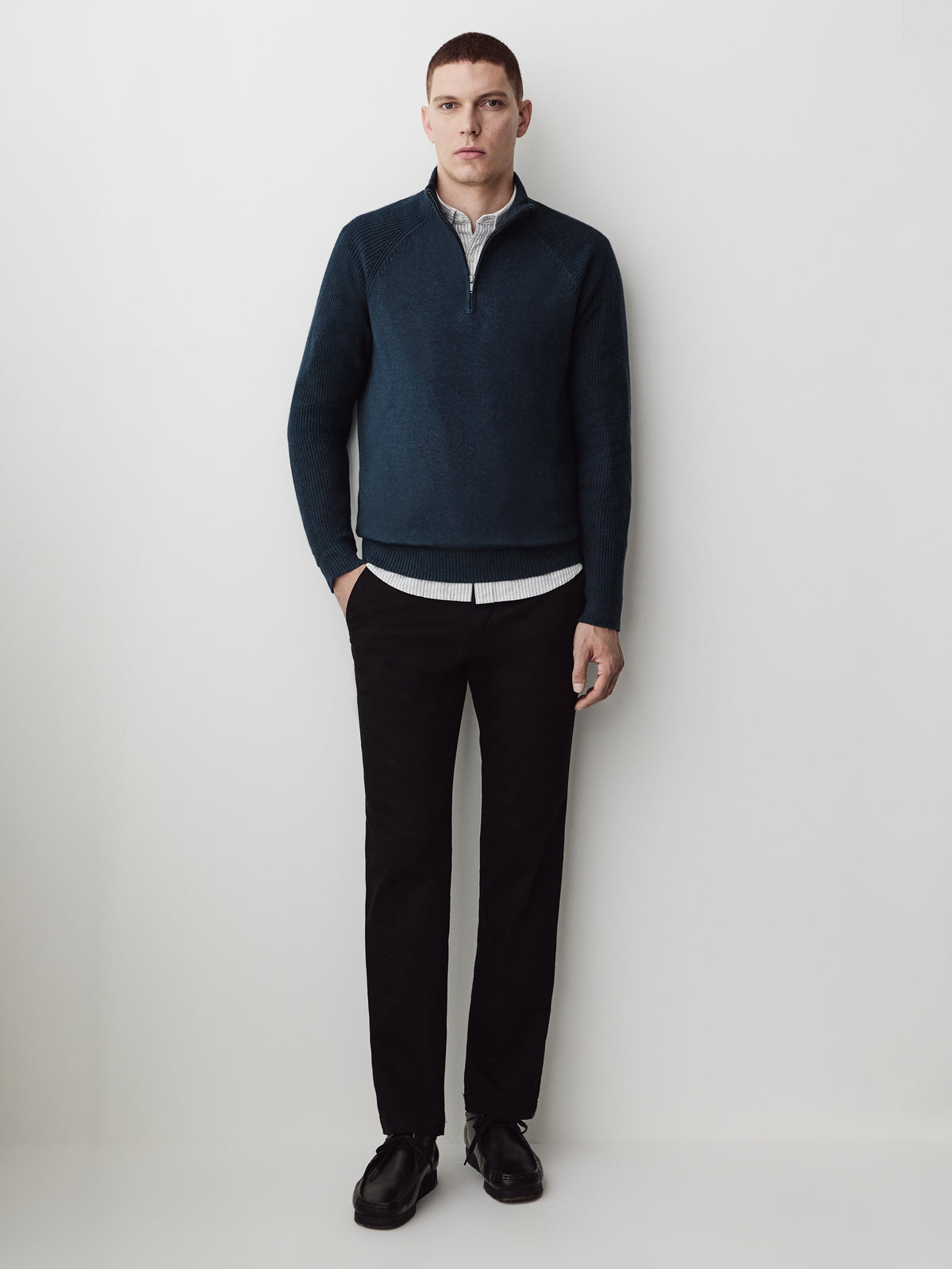 Long-Sleeve Half-Zip Mock-Neck Sweater