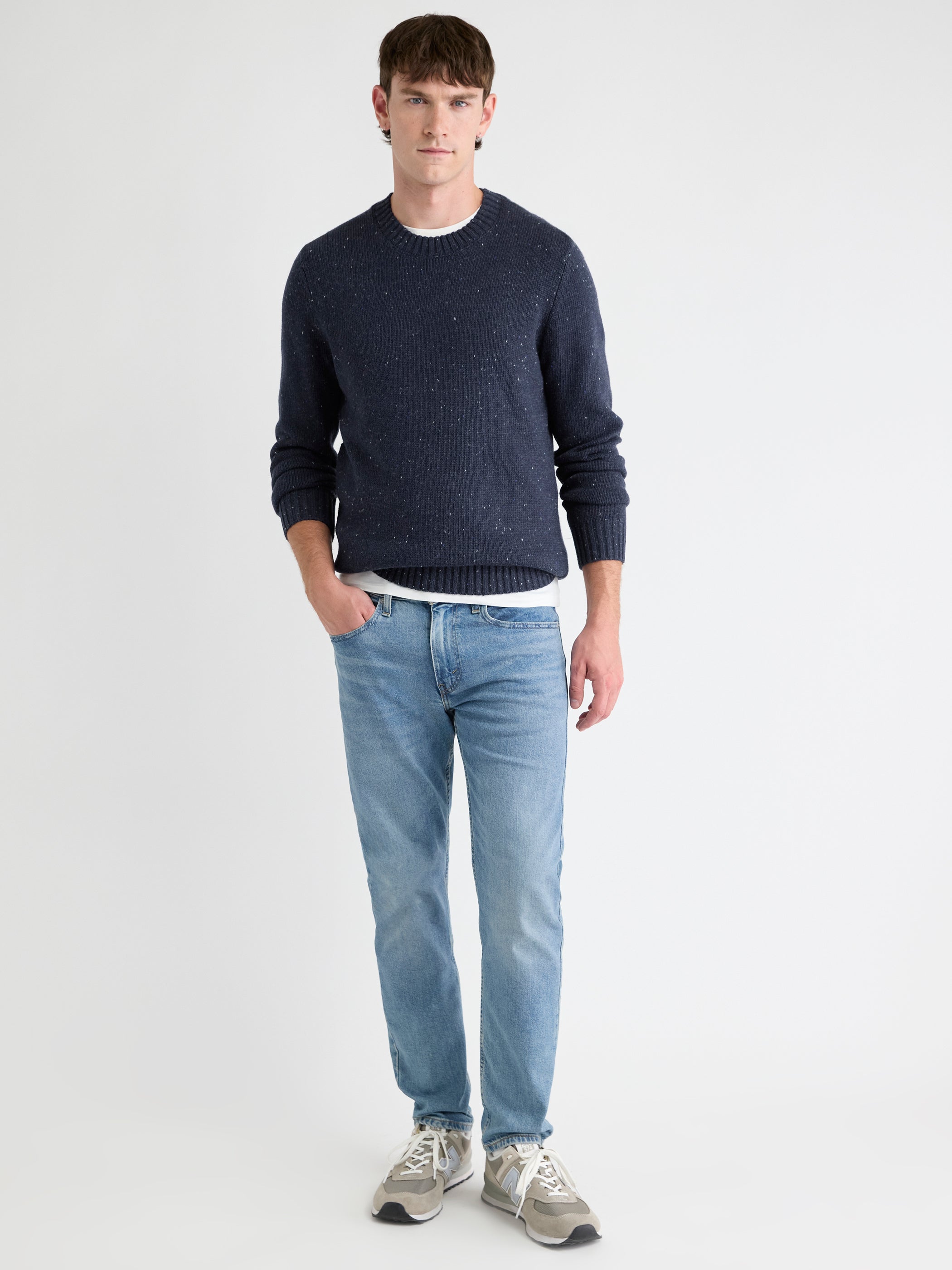 Long-Sleeve Crew-Neck Sweater with Neps