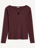 Long-Sleeve Scoop-Neck Ribbed Top