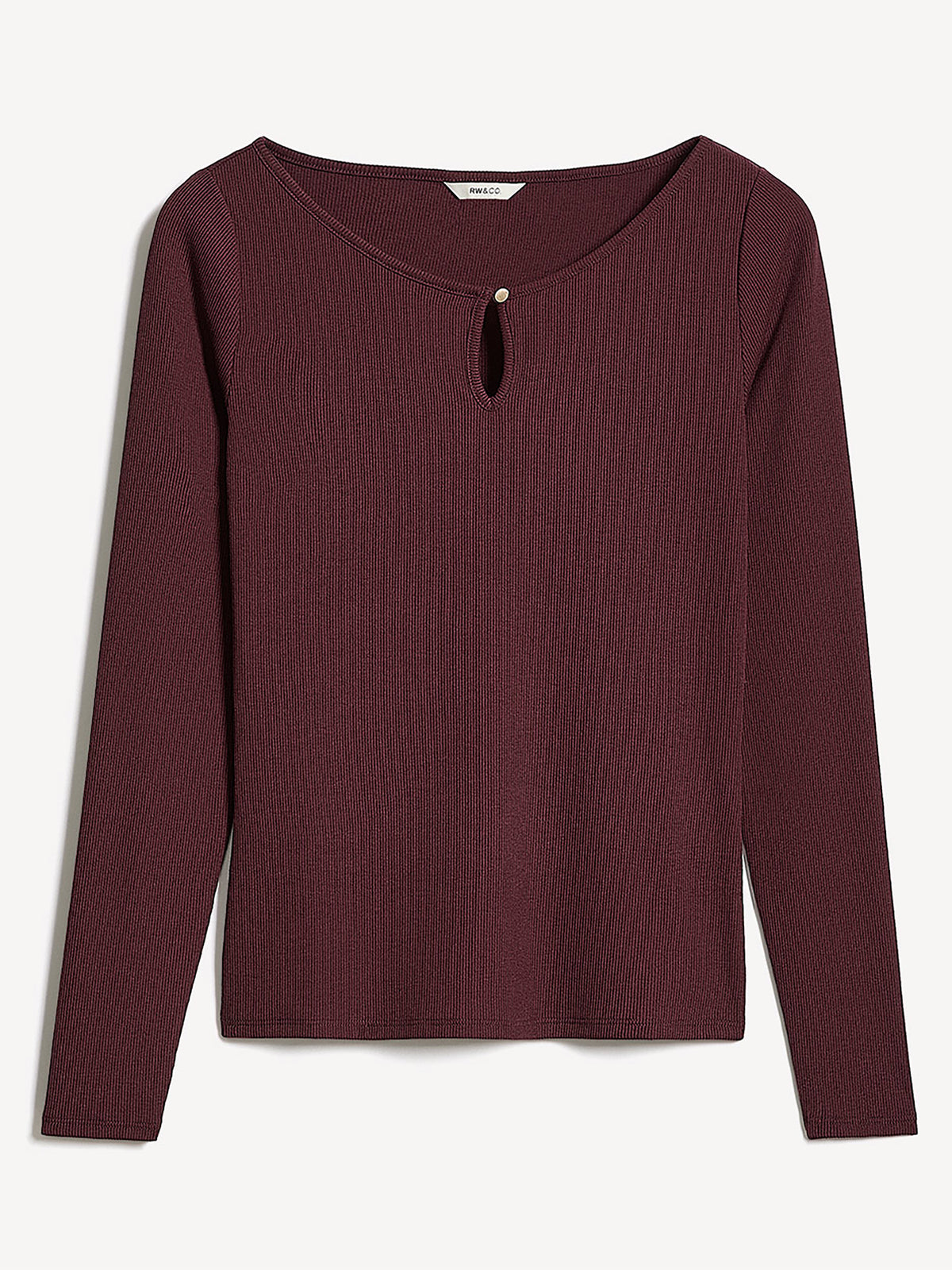 Long-Sleeve Scoop-Neck Ribbed Top