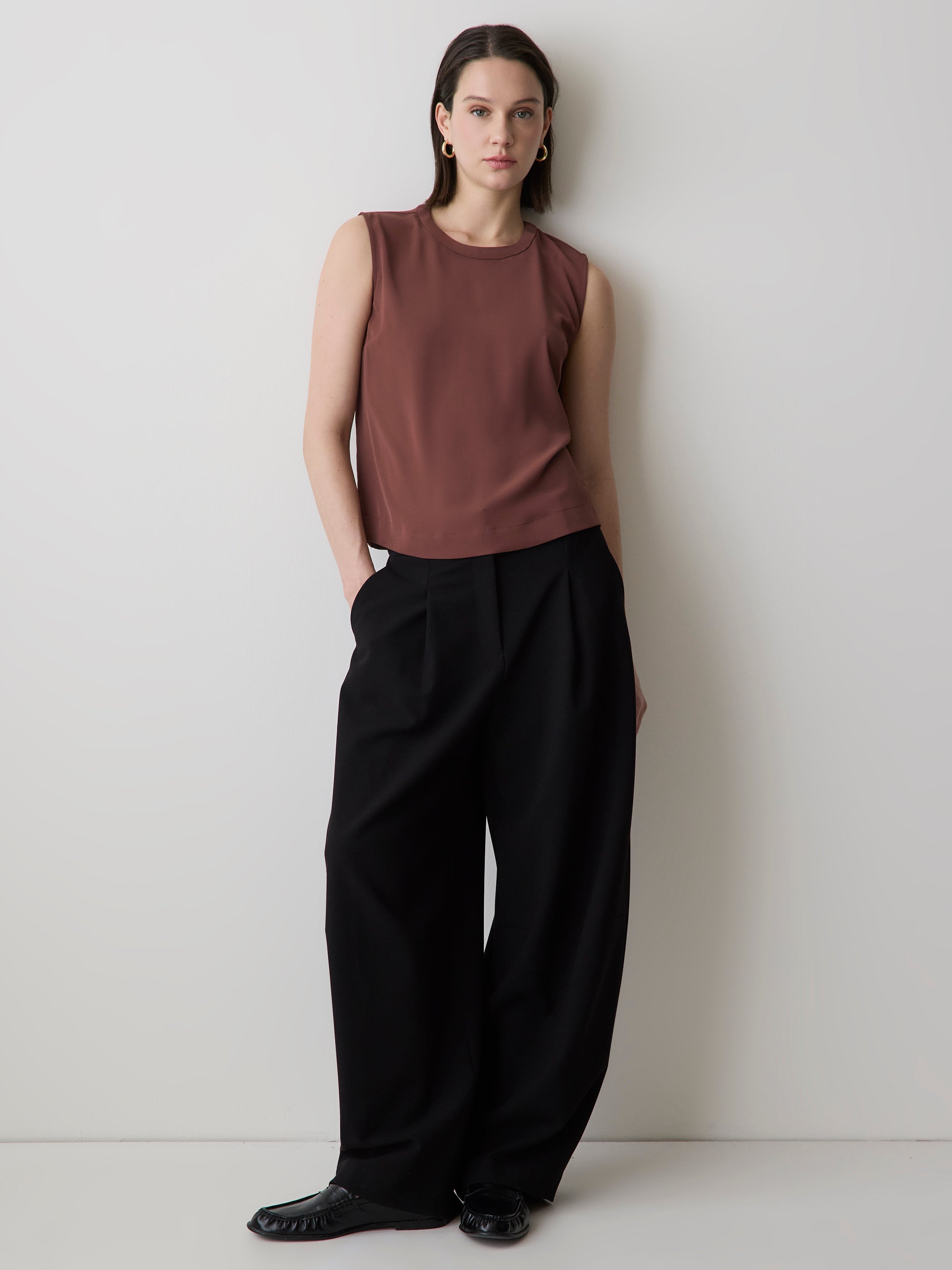 Camisole Satinée à Col Rond