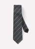 Men's Skinny Silk Linen Tie Charcoal Stripe