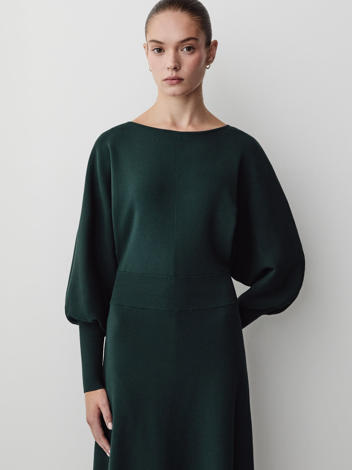 Long-Batwing-Sleeve Midi Sweater Dress