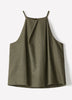 Woven Linen Blend Halter Top with Pleats