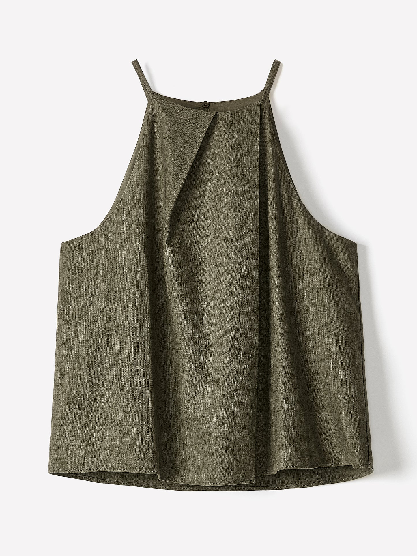 Woven Linen Blend Halter Top with Pleats