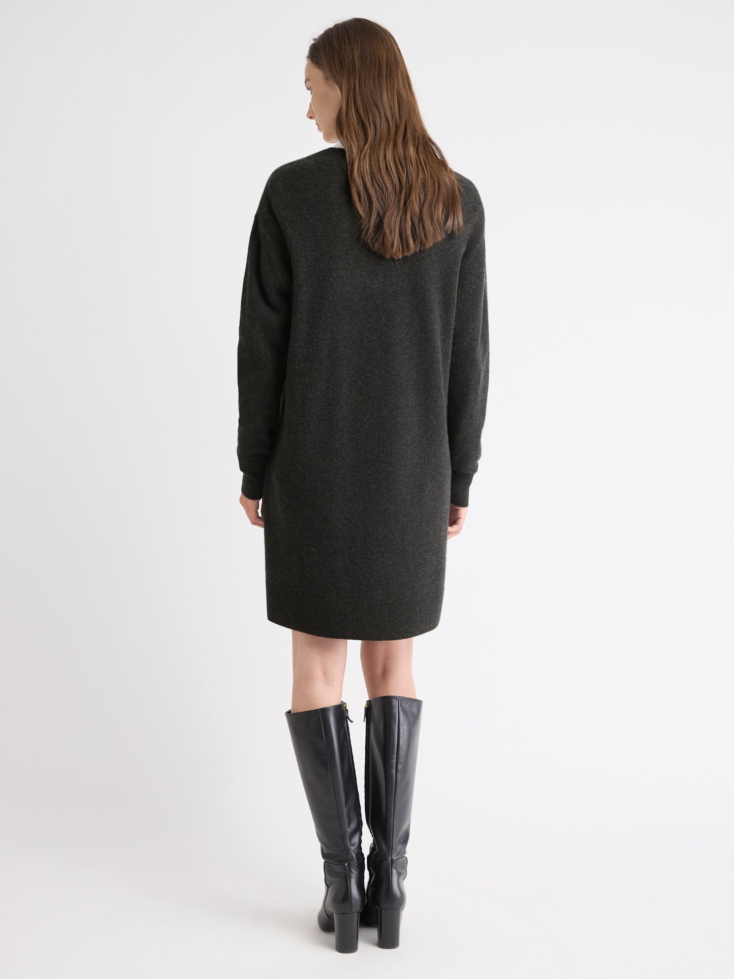 Merino Wool V-Neck Sweater Dress