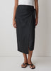 Woven Linen Blend Wrap Midi Skirt