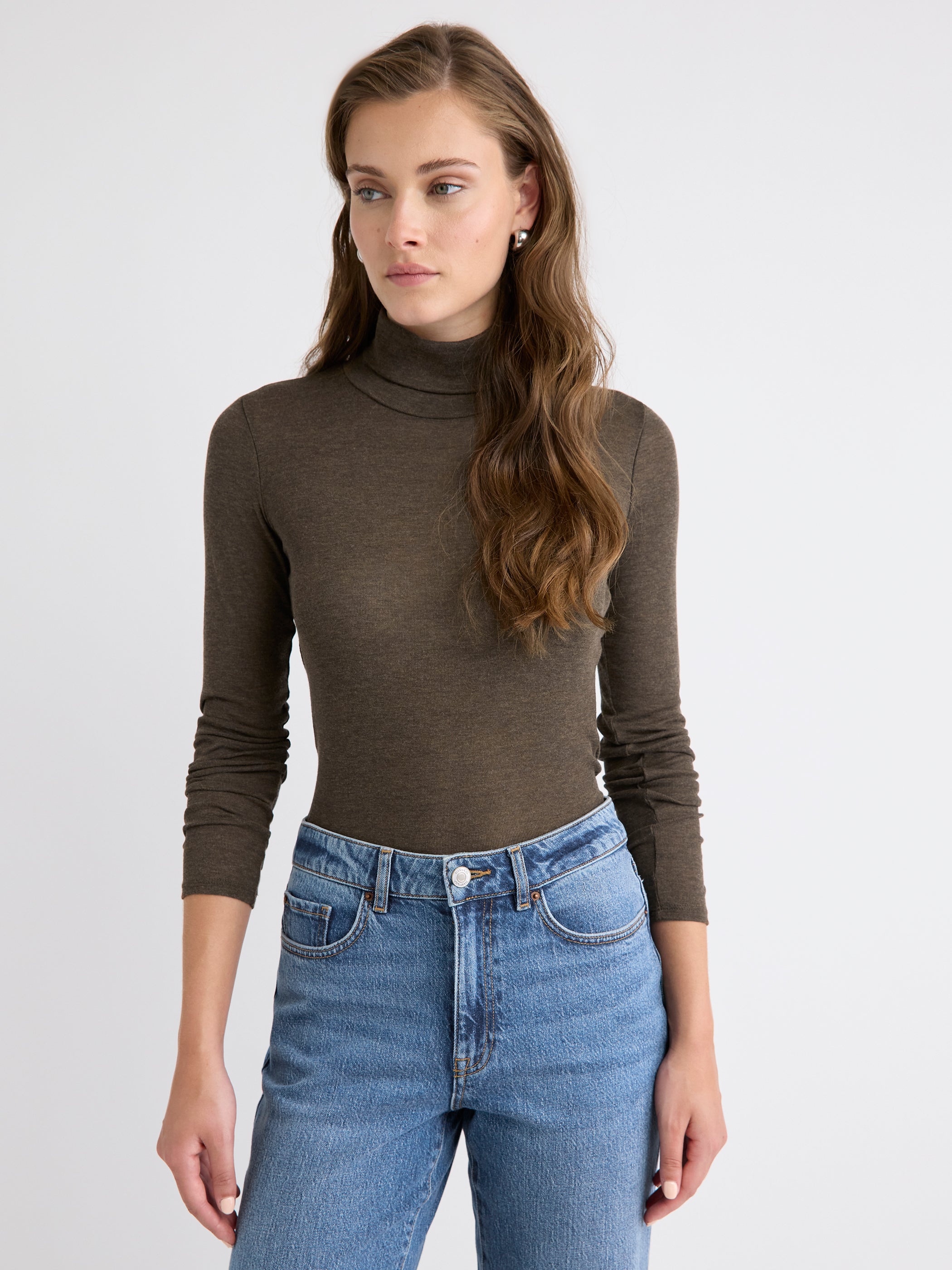 Wool-Blend High-Neck Long-Sleeve Top