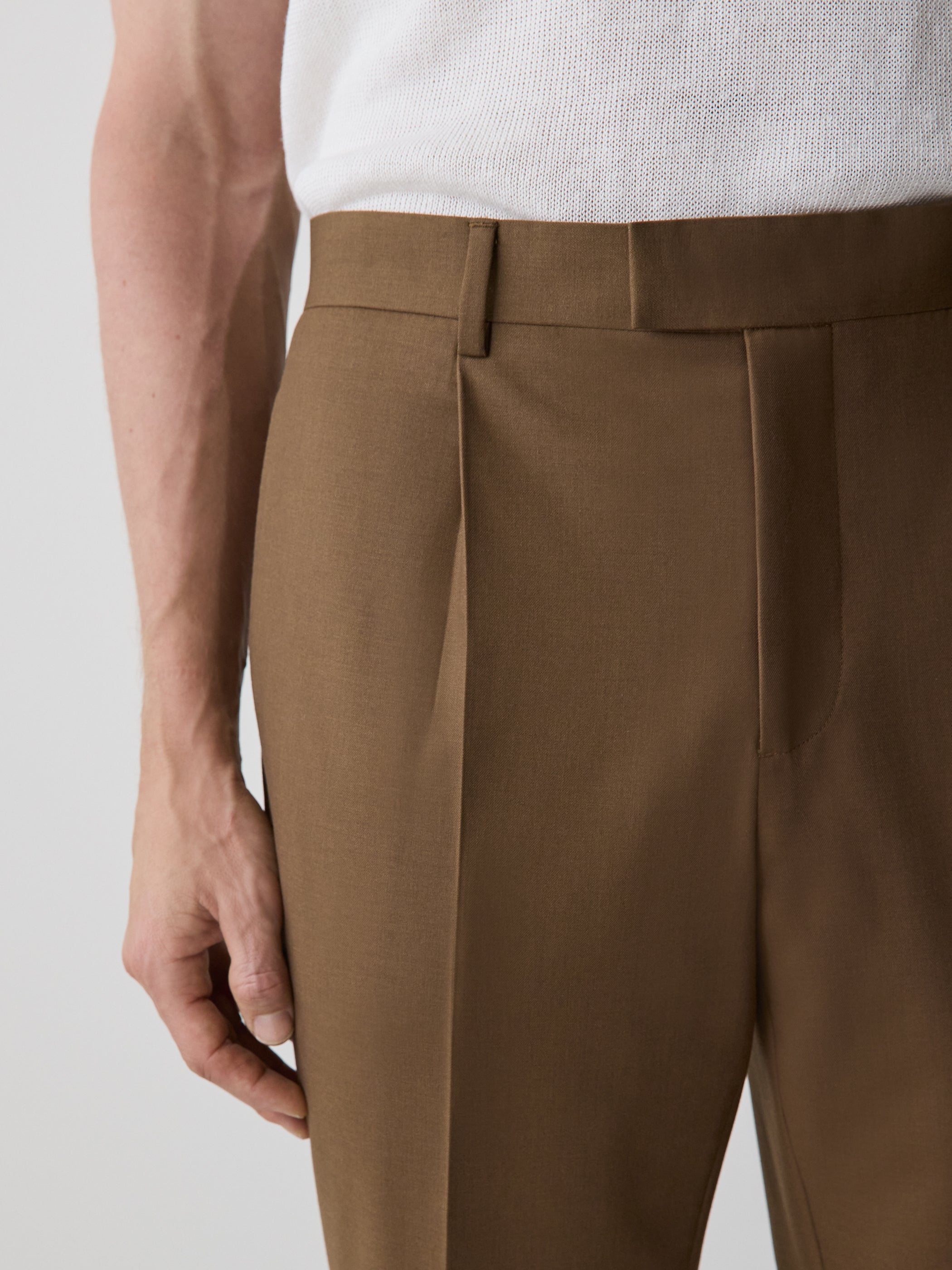 Tapered Wool Blend Mens Woven Pant