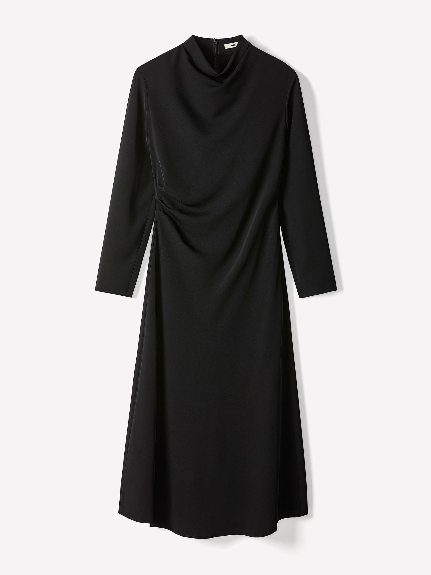 Woven Luxe Crepe Mock Neck Midi Dress