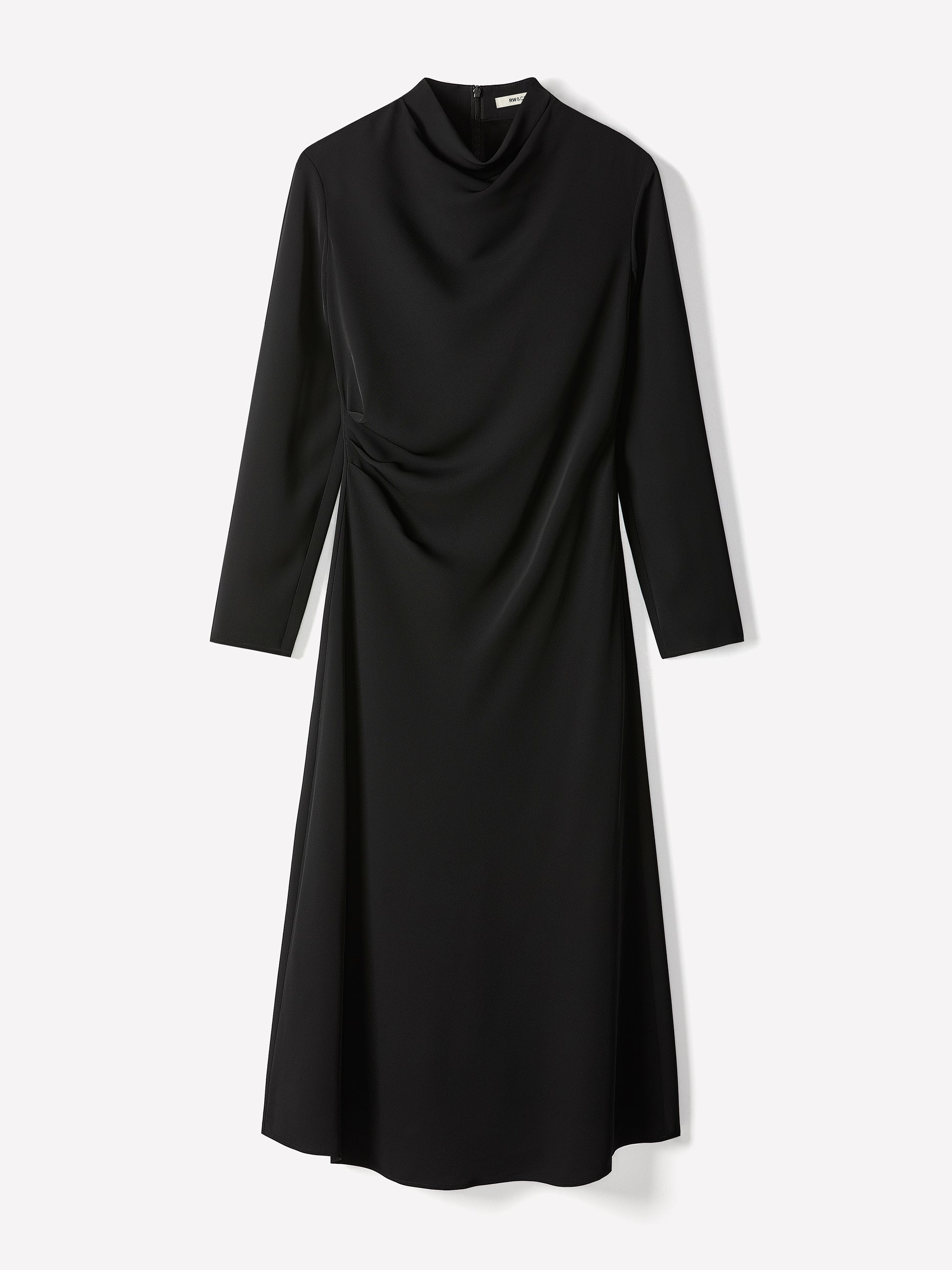 Woven Luxe Crepe Mock Neck Midi Dress