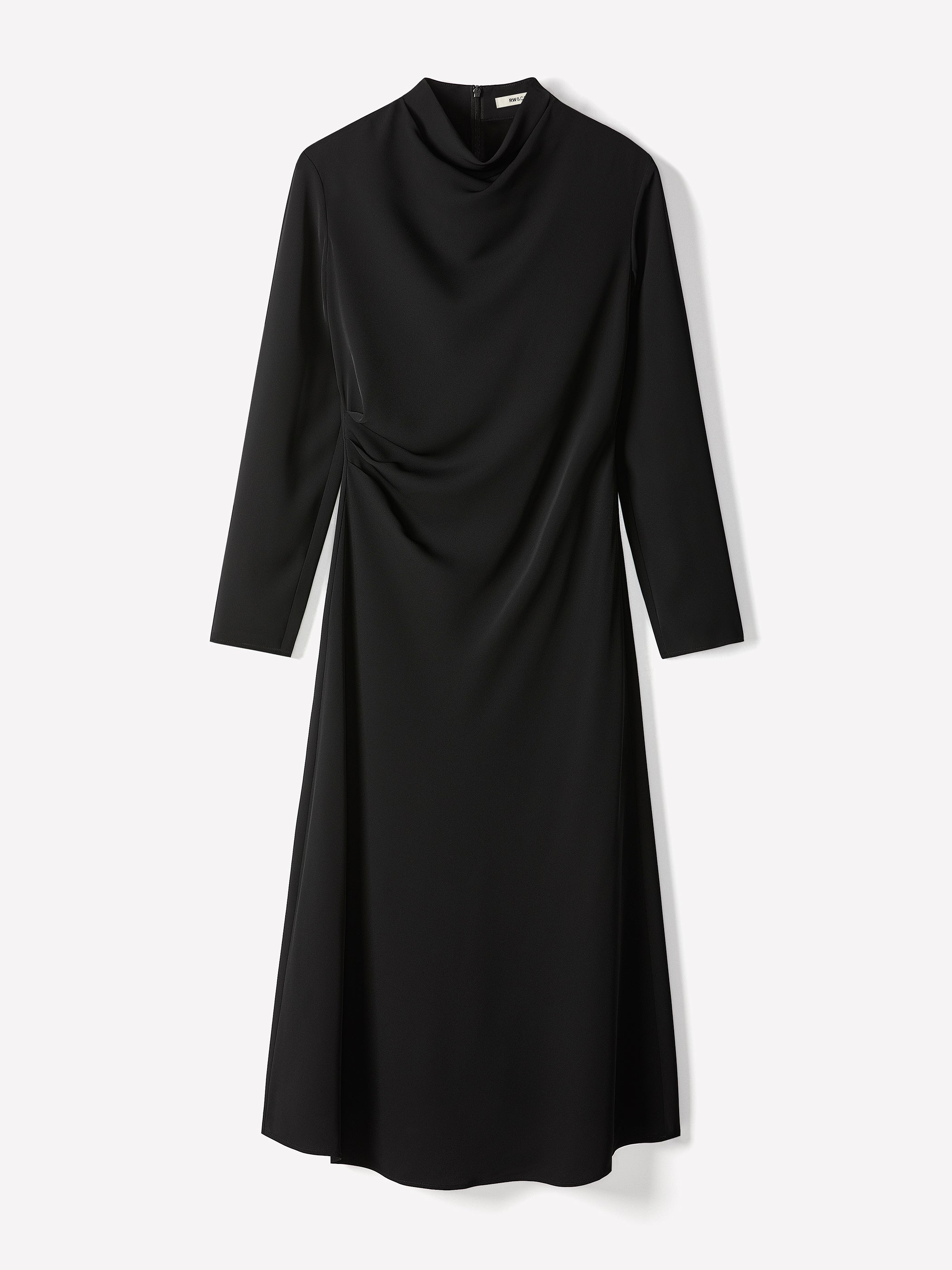 Woven Luxe Crepe Mock Neck Midi Dress