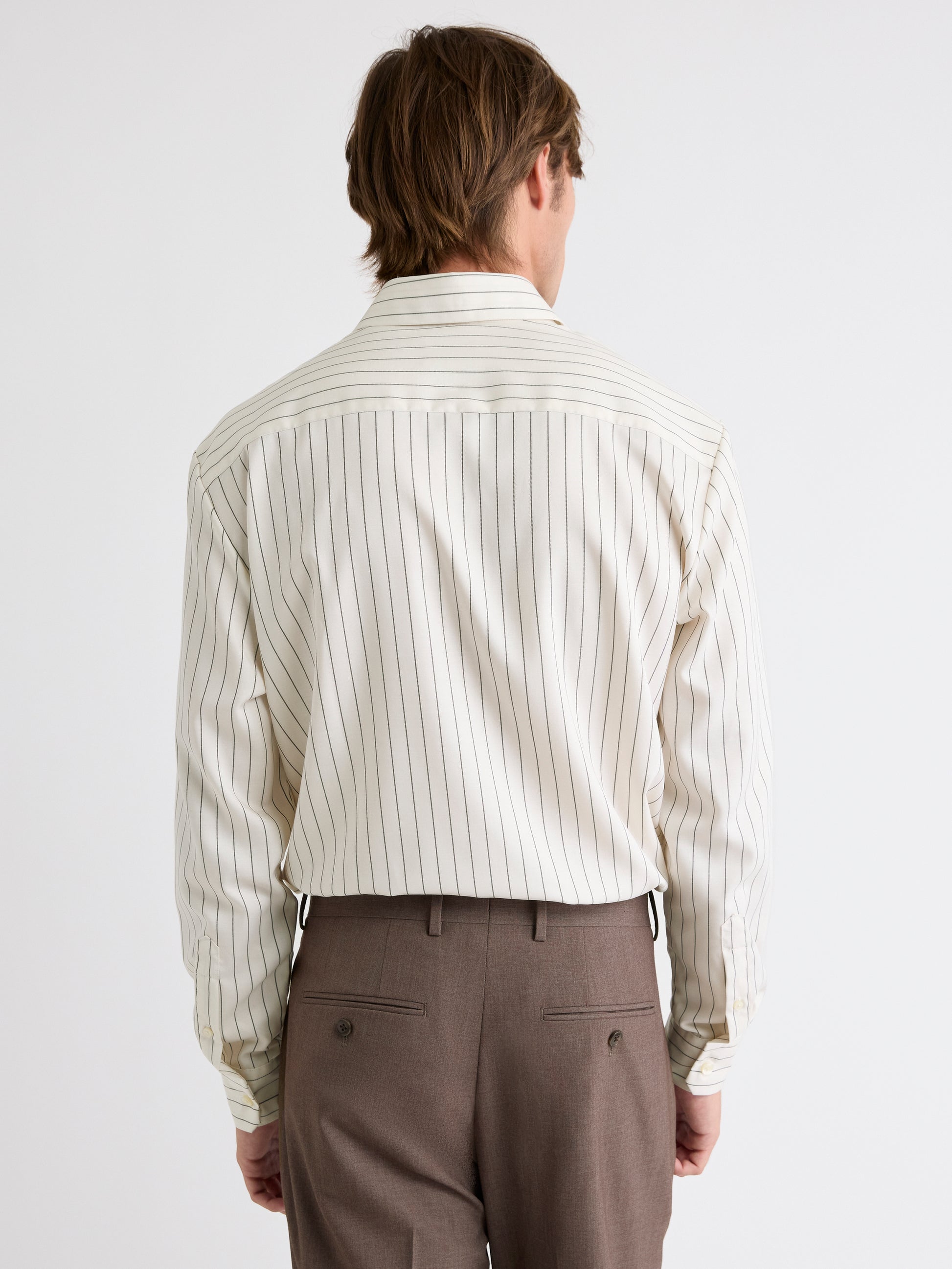 Striped Relaxed-Fit Twill Dress Shirt