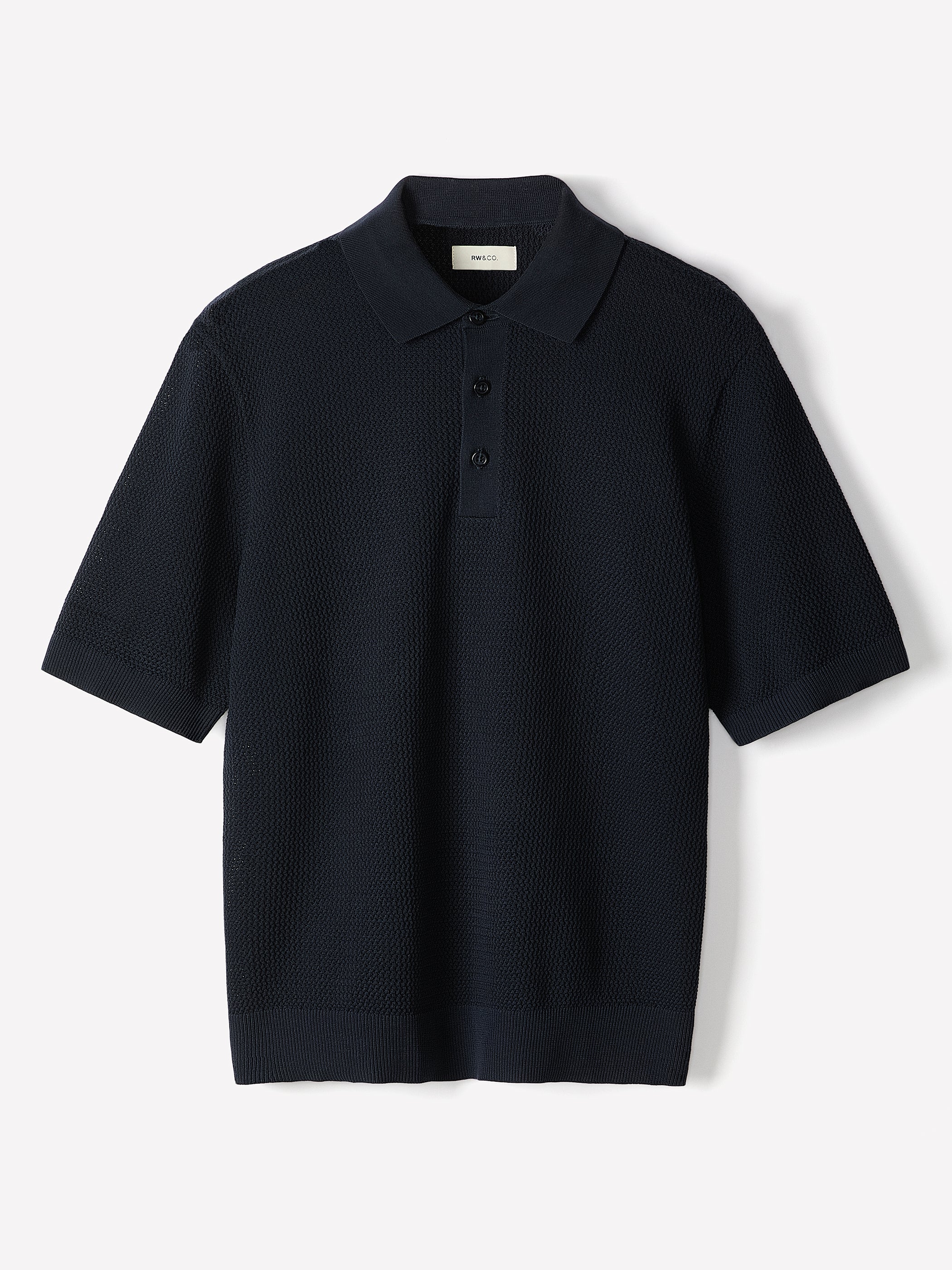 Textured Short-Sleeve Polo Sweater