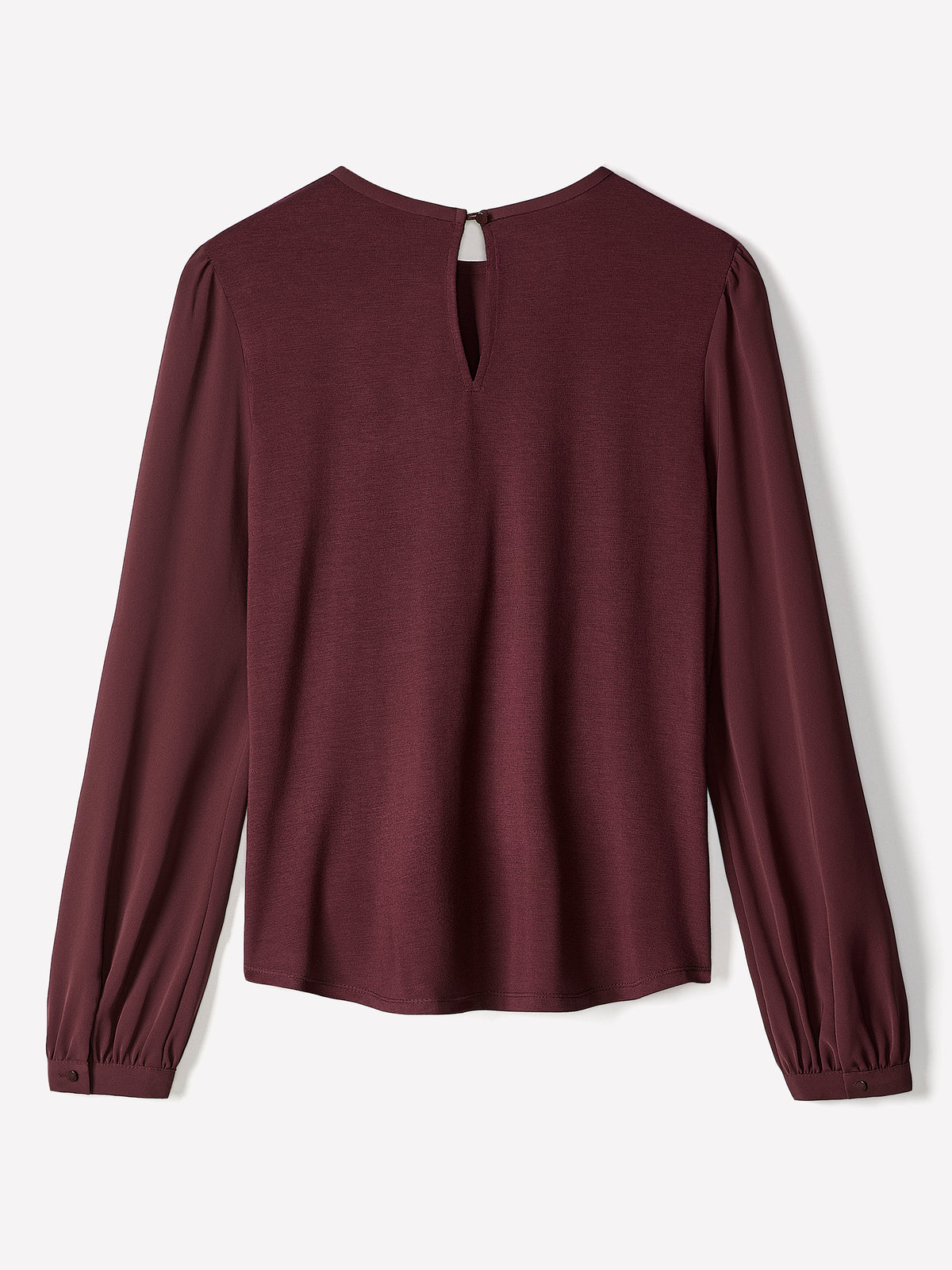 Woven Popover Blouse, Luxe Crepe, Long Sleeve