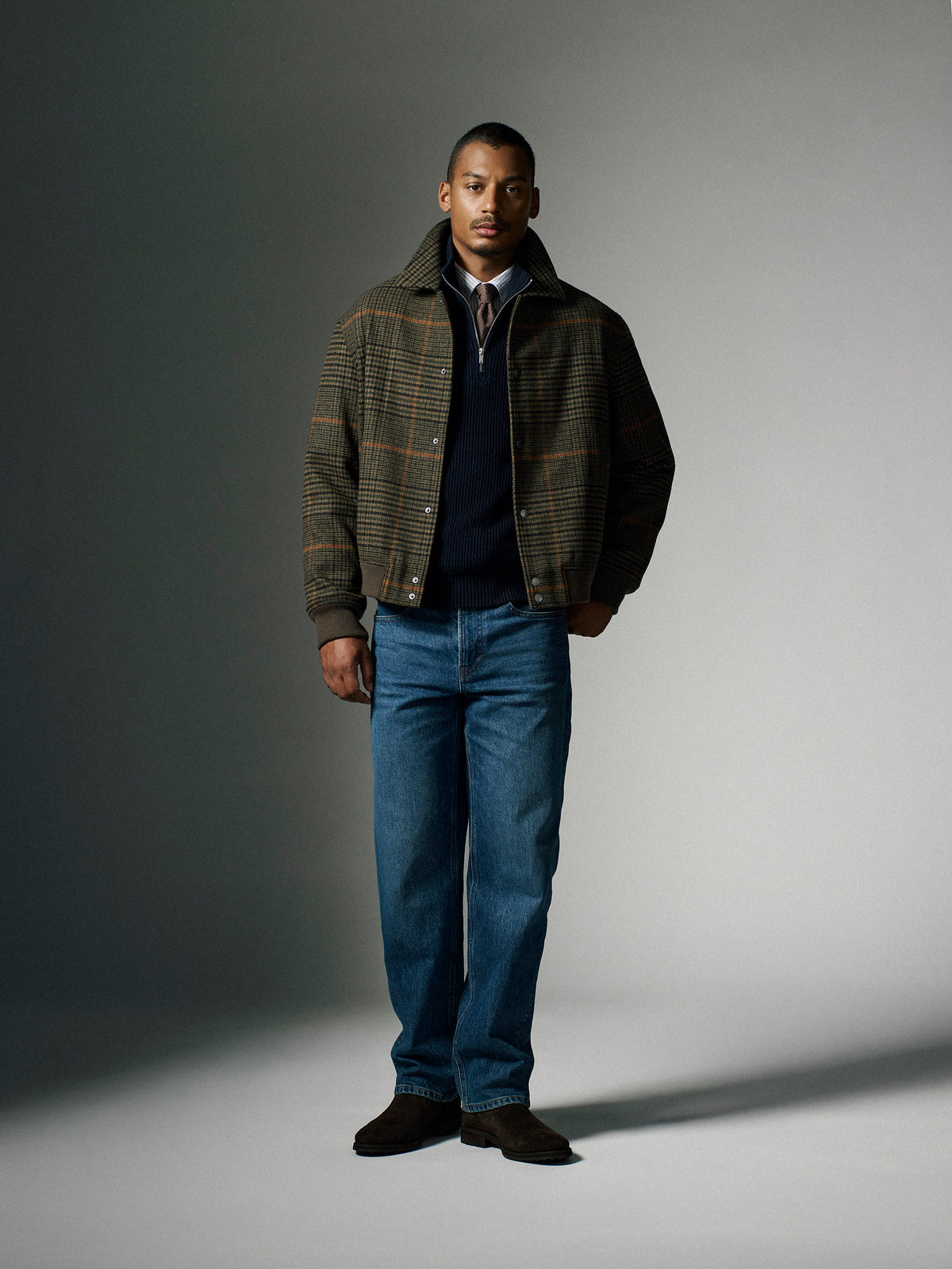 Plaid Wool-Blend Jacket