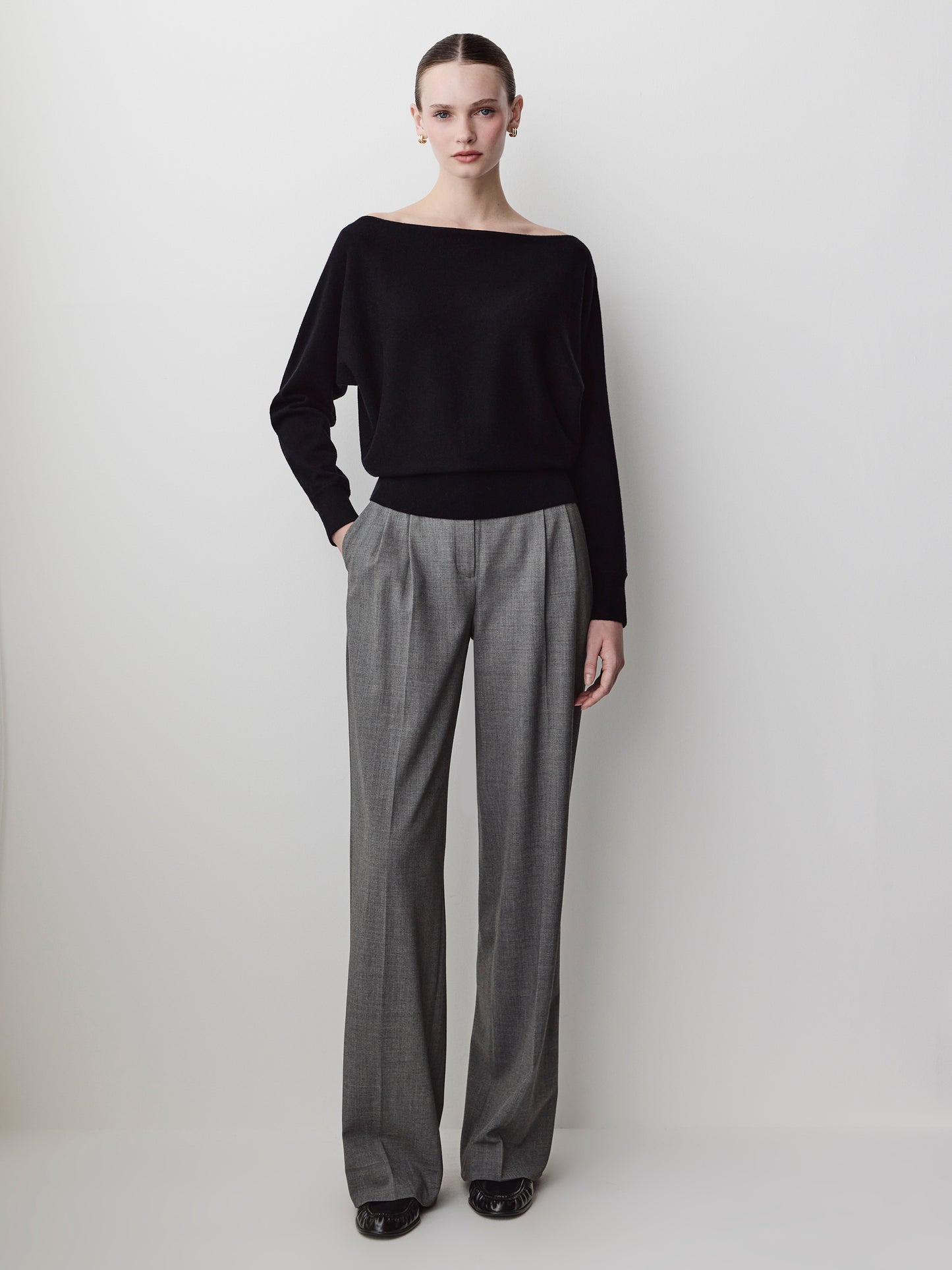 Off Shoulder Knit Sweater 100% Merino Wool