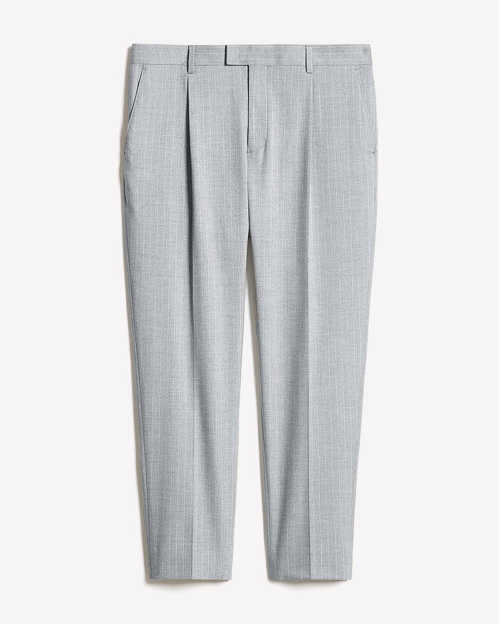 Pleated Tapered-Leg Striped Suit Pant