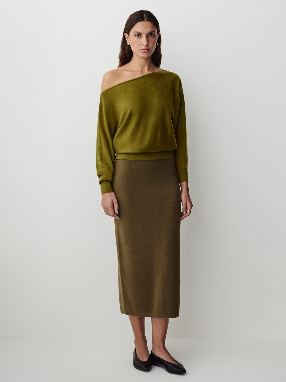Long-Sleeve Off-the-Shoulder Merino-Wool Sweater
