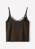 Merino-Wool V-Neck Cami with Lace Trim