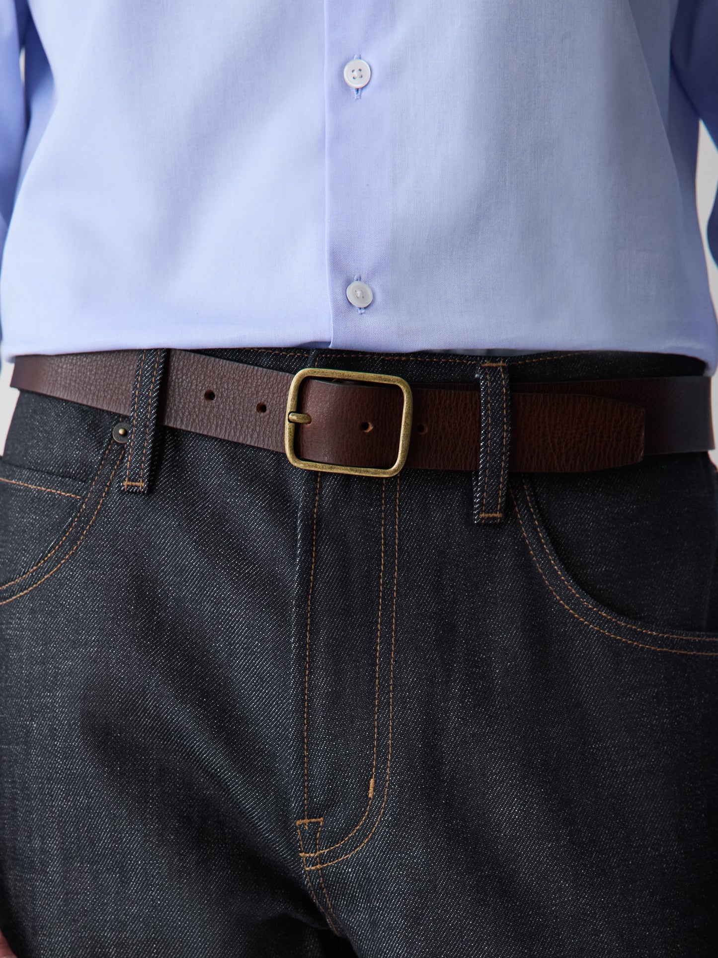 Leather Belt with Heritage-Brass Buckle
