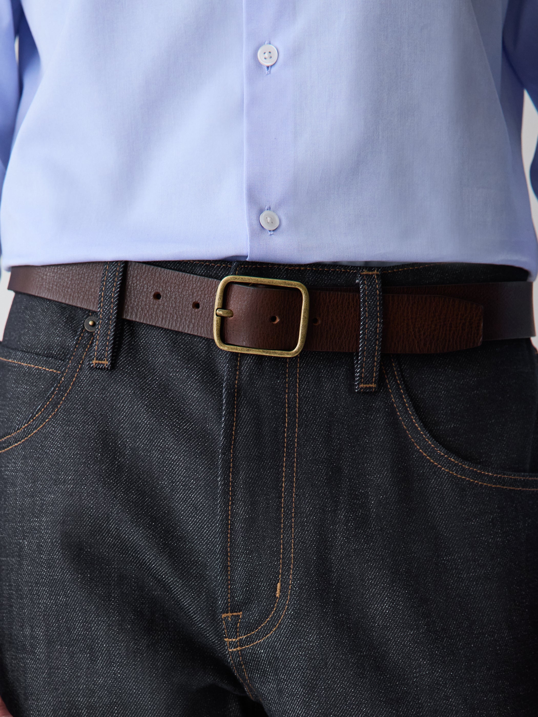 Casual Leather Belt with Heritage Buckle