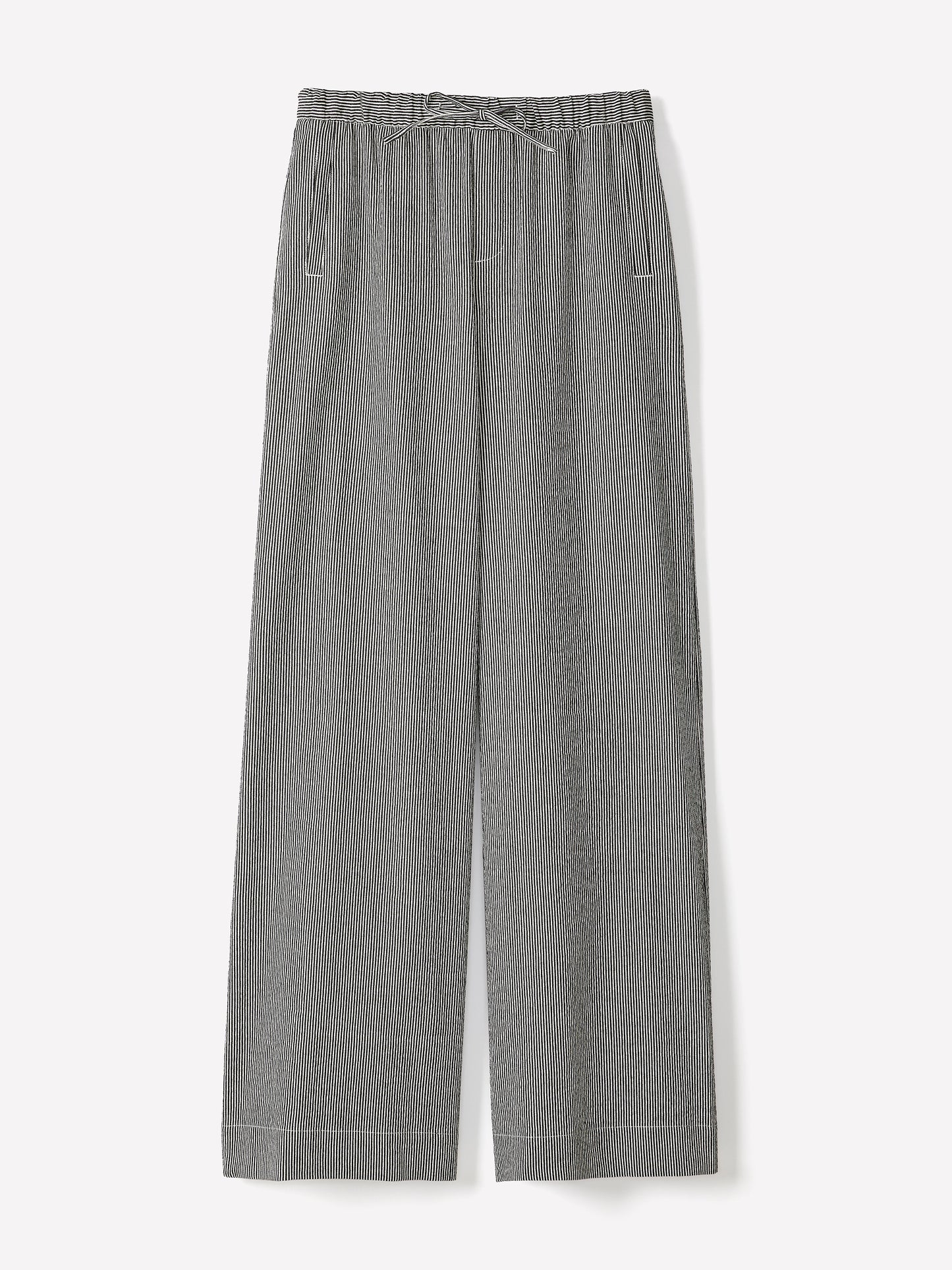 Woven Wide Leg Pant Mid Rise Pull-On Seersucker Stripe