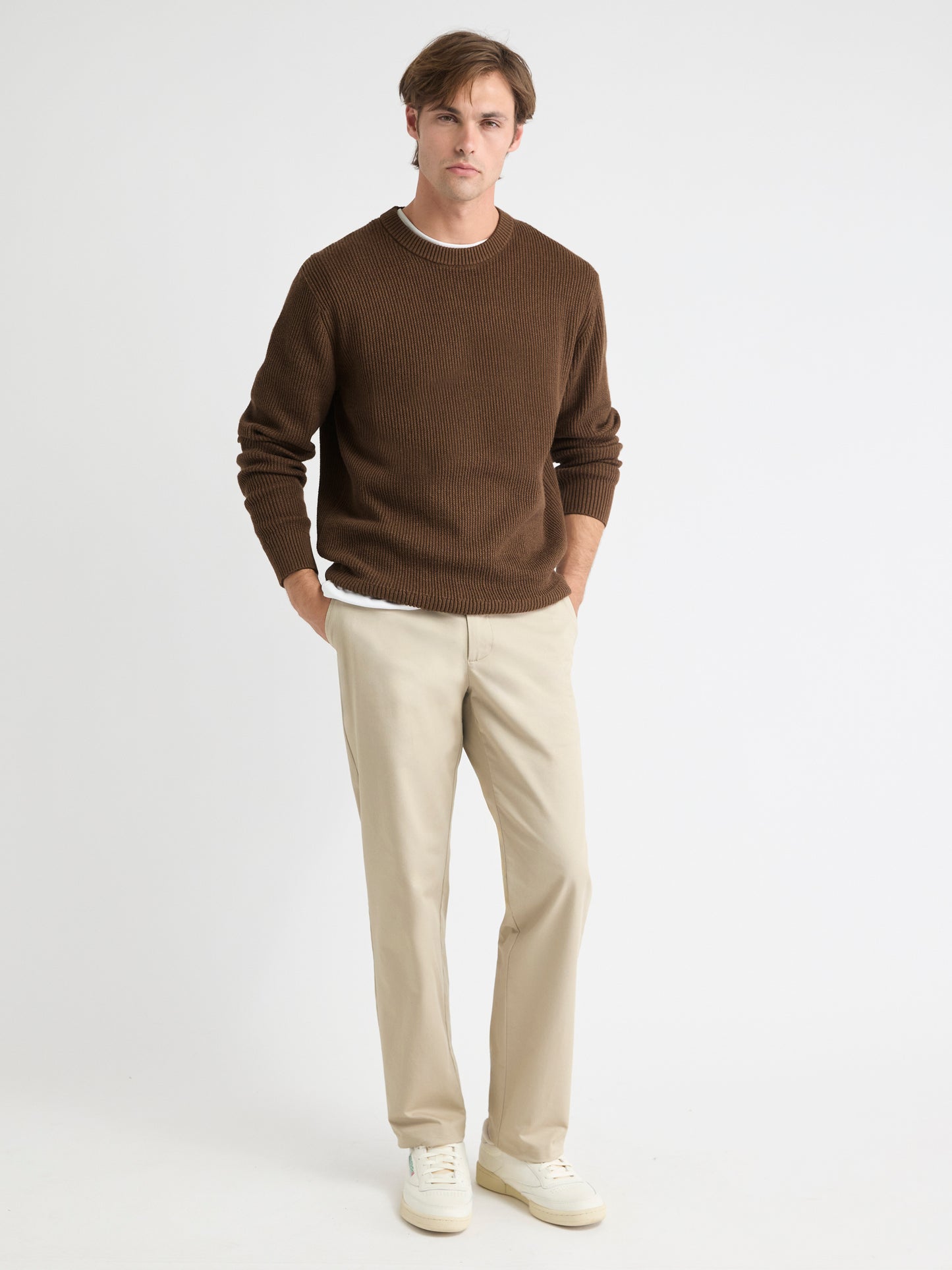 Cashmere-Blend Long-Sleeve Crew-Neck Sweater