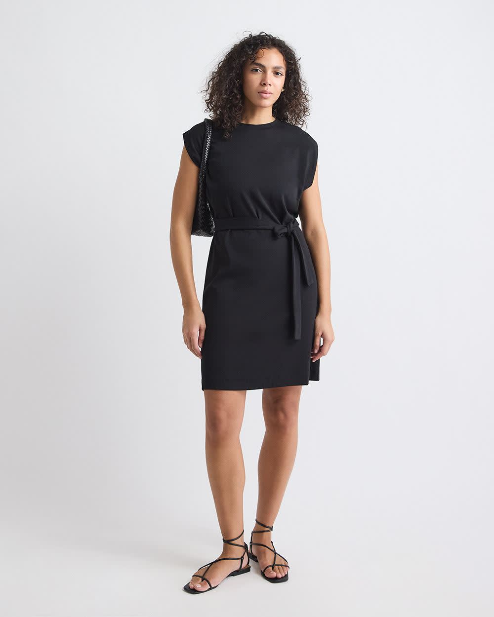 Robe à Manches Très Courtes avec Ceinture Amovible