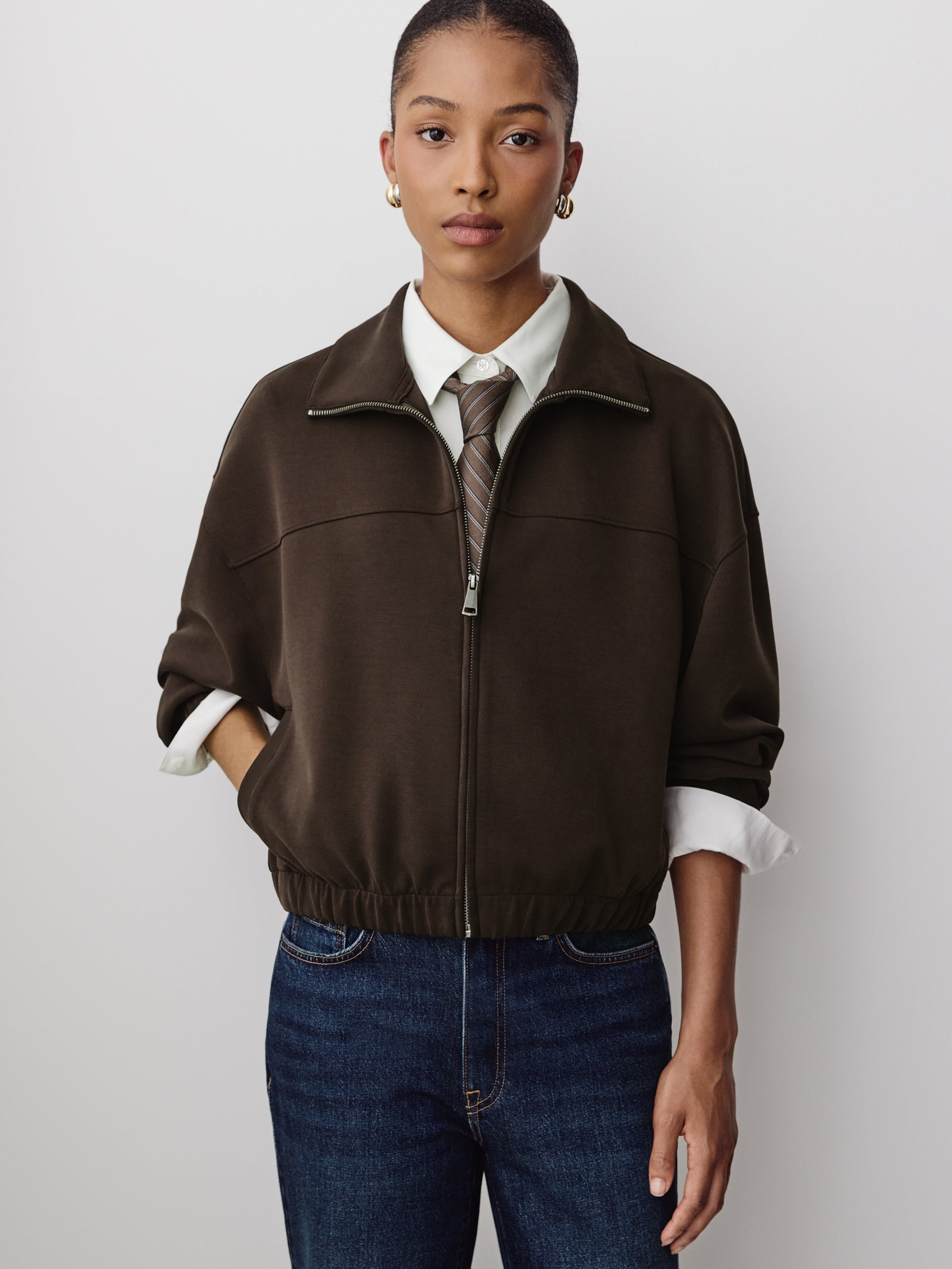Knit Cardigan with Stretch Fabric